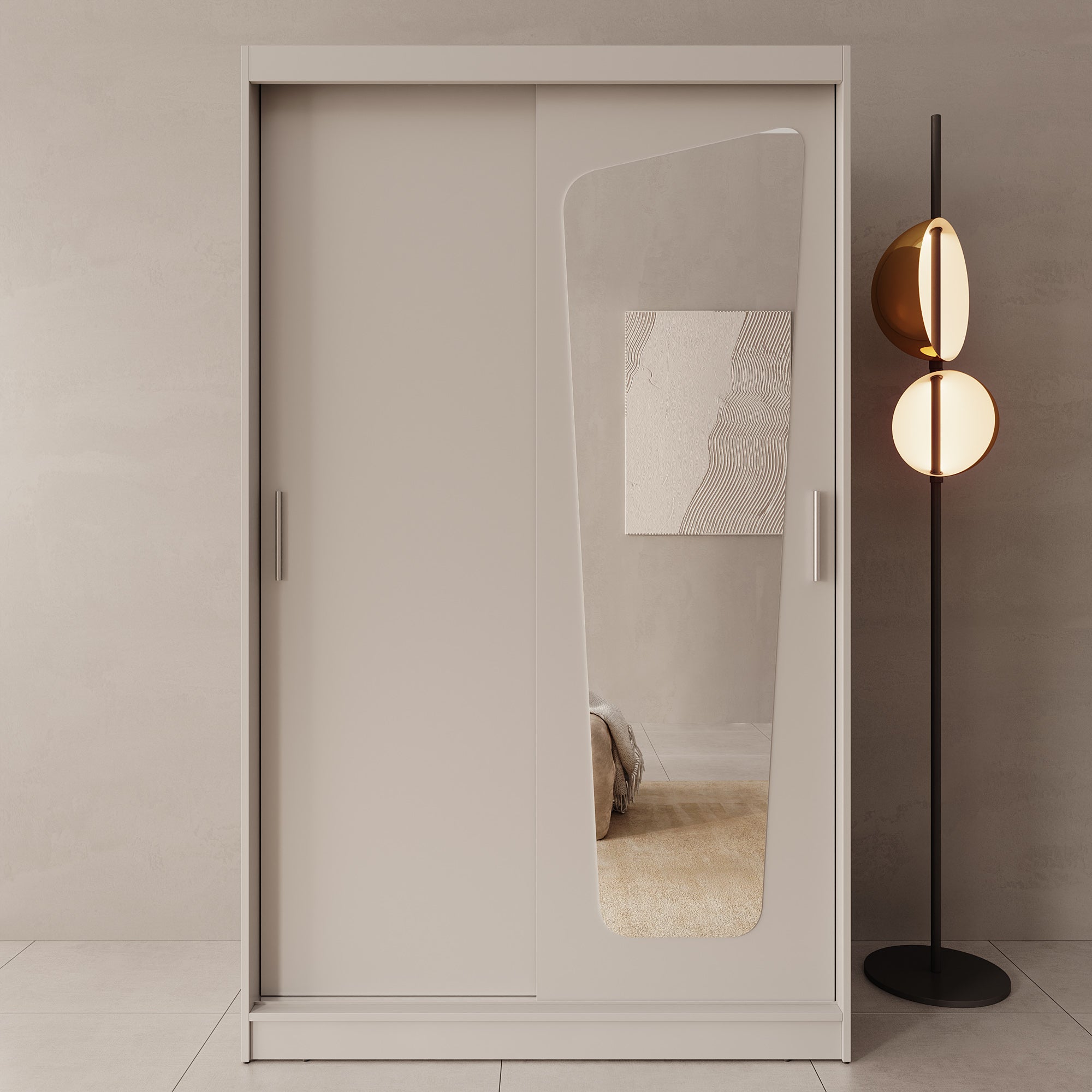 Moyo - Kledingkast met 2 schuifdeuren - Beige - 120x62x200 cm