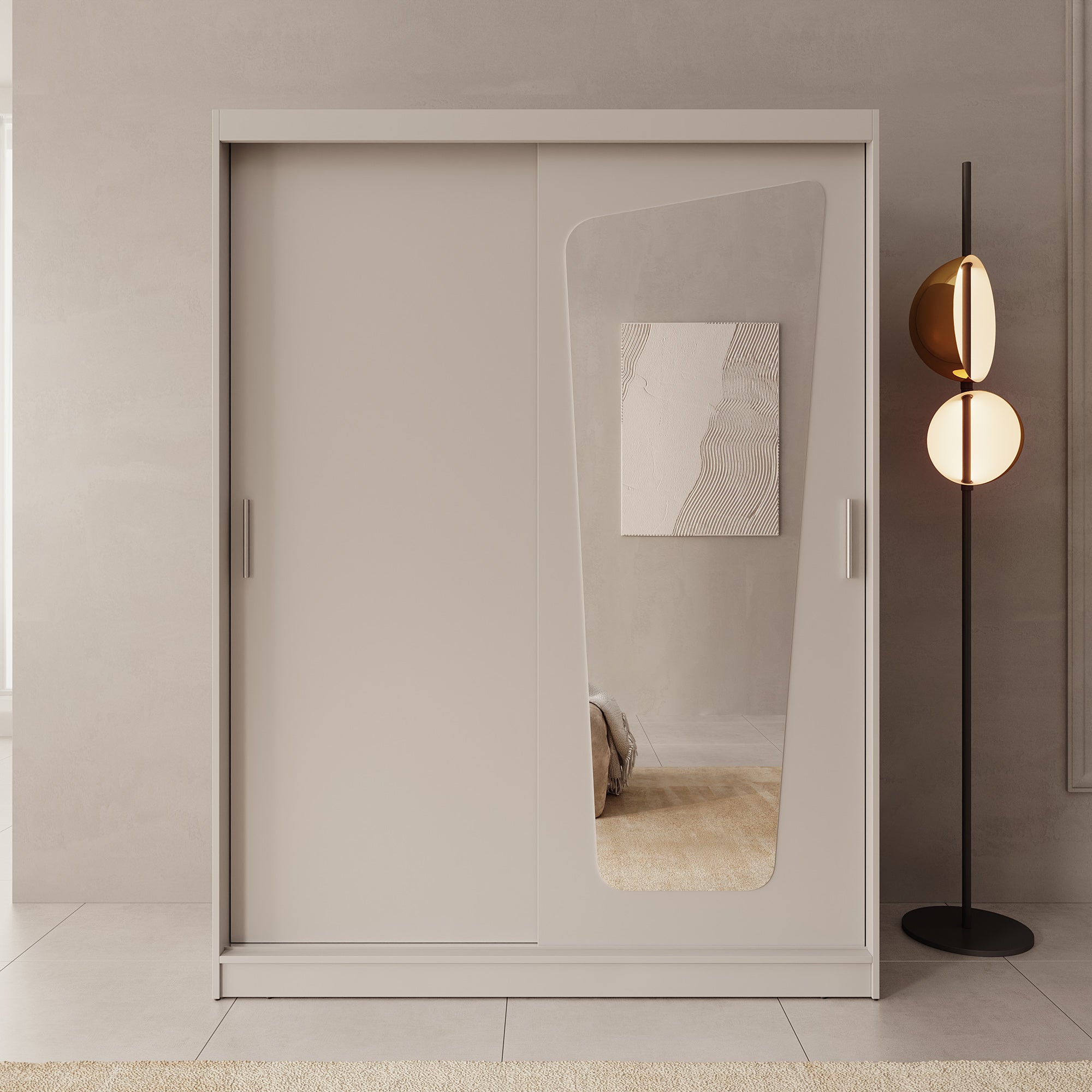 Moyo - Kledingkast met 2 schuifdeuren - Beige - 150x62x200 cm
