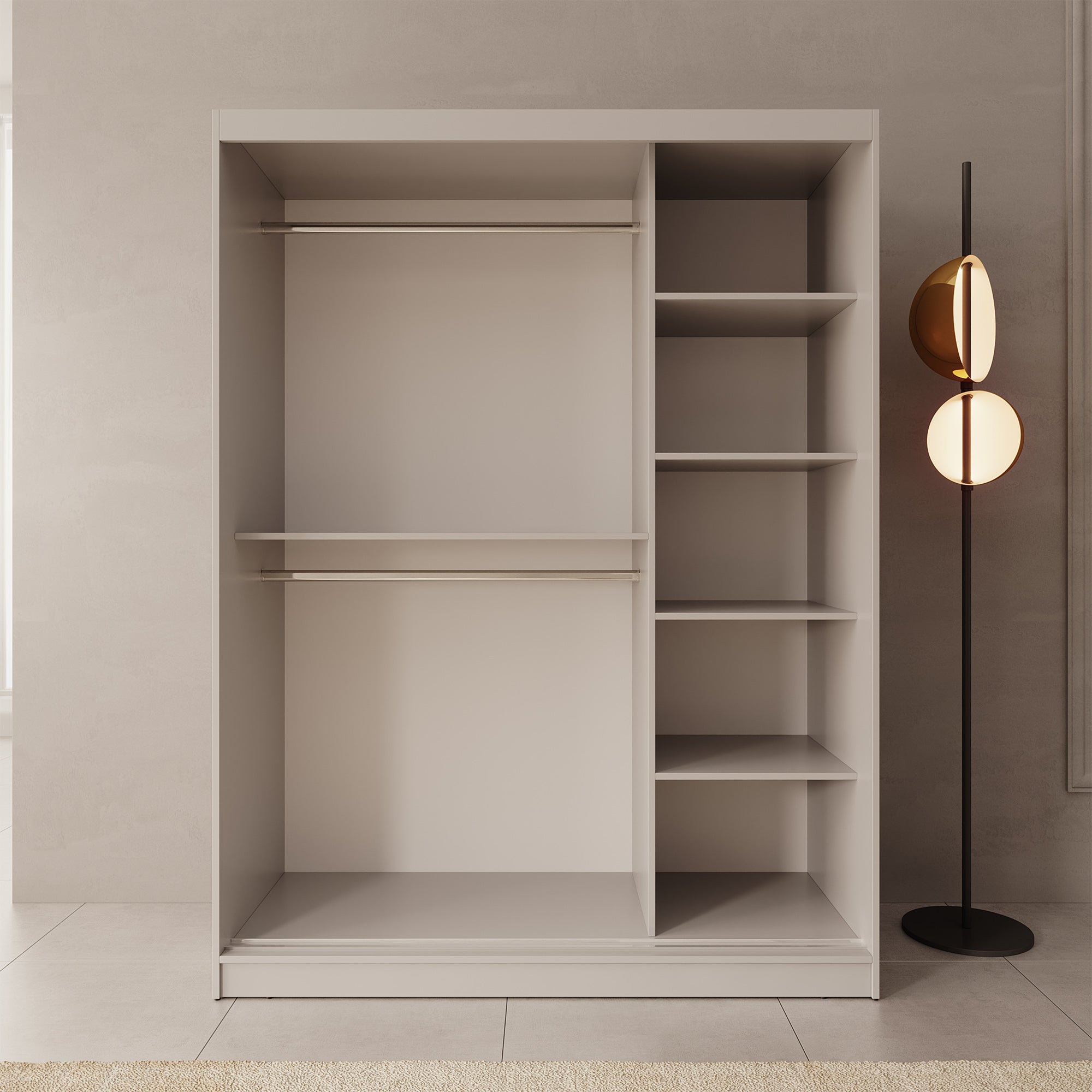 Moyo - Kledingkast met 2 schuifdeuren - Beige - 150x62x200 cm