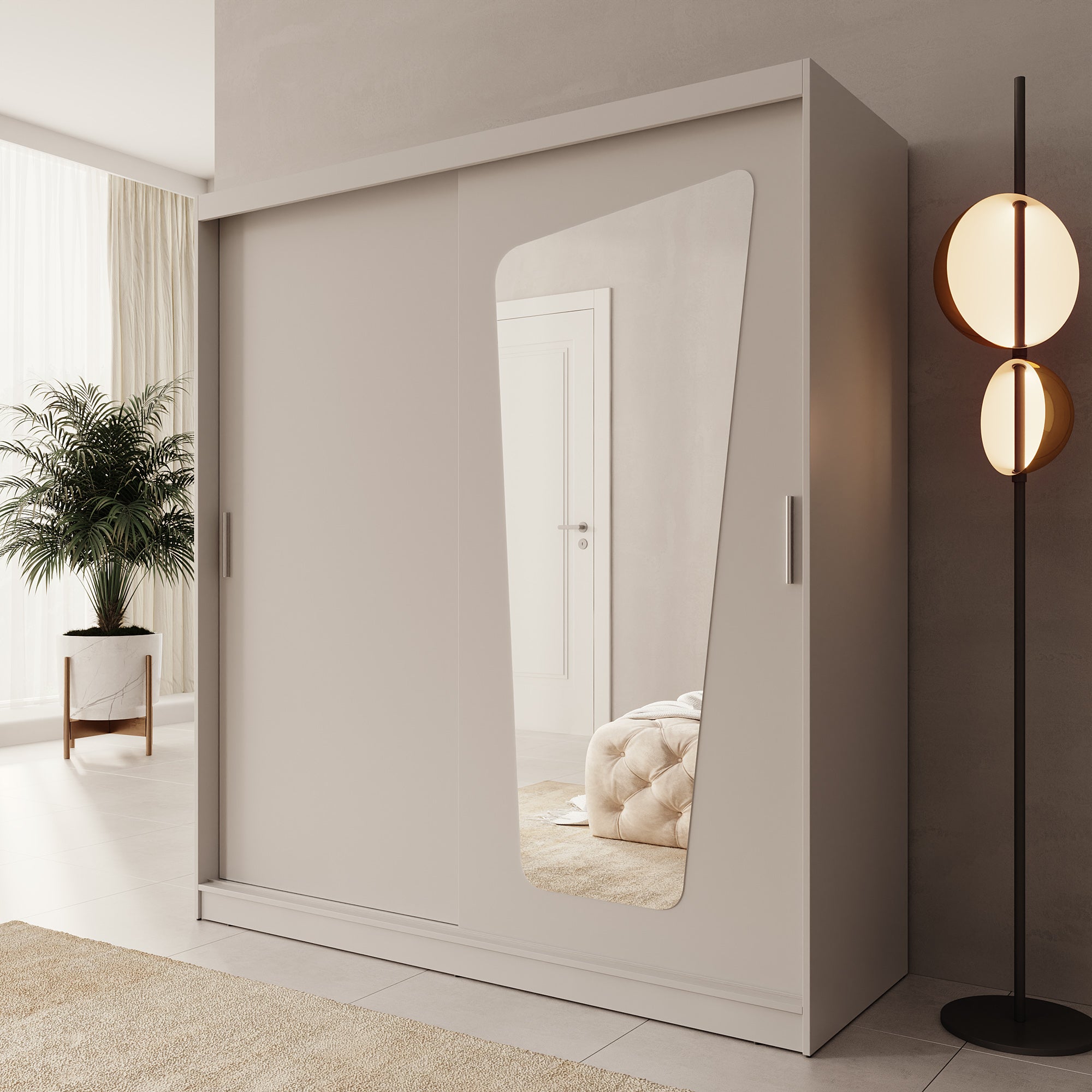 Moyo - Kledingkast met 2 schuifdeuren - Beige - 180x62x200 cm