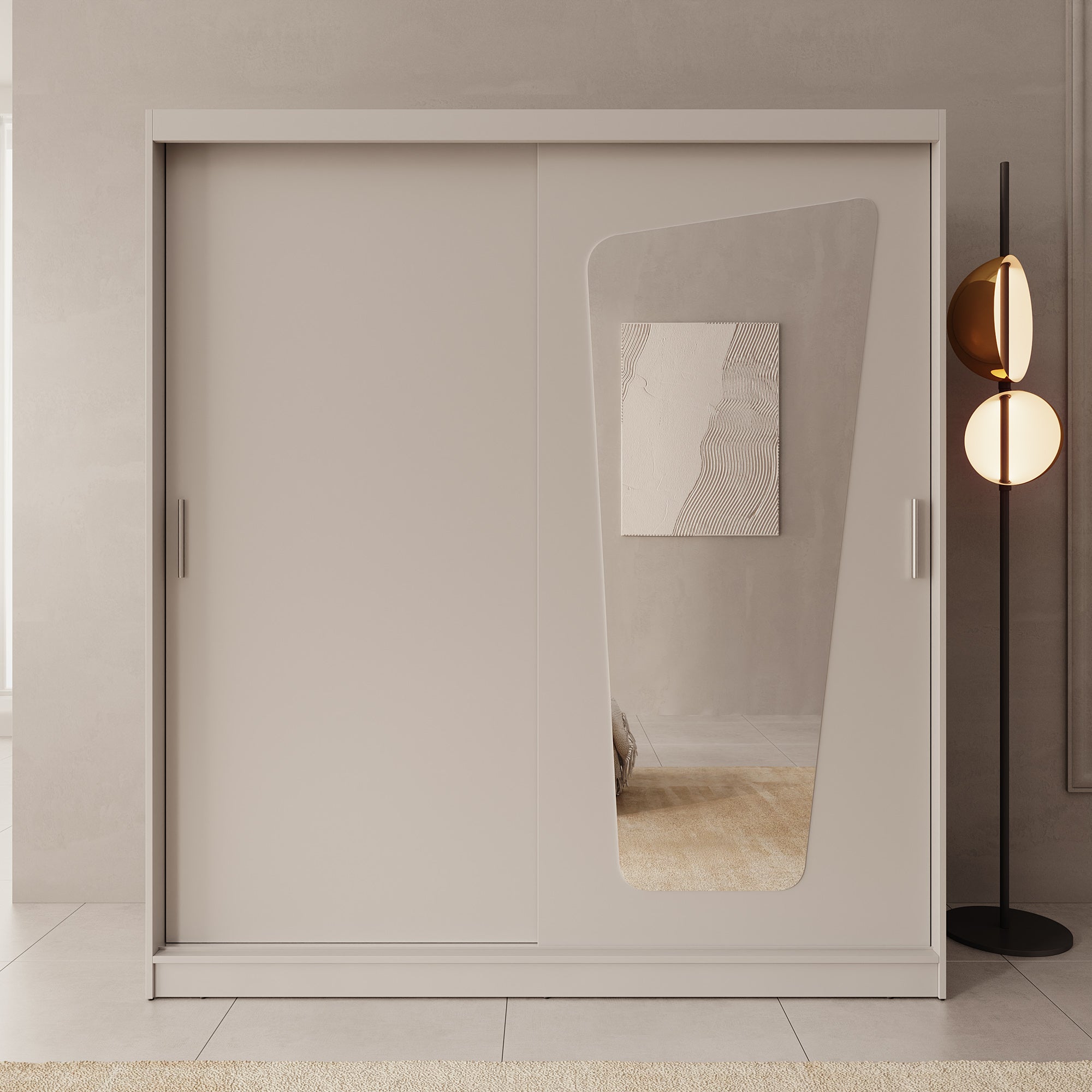 Moyo - Kledingkast met 2 schuifdeuren - Beige - 180x62x200 cm