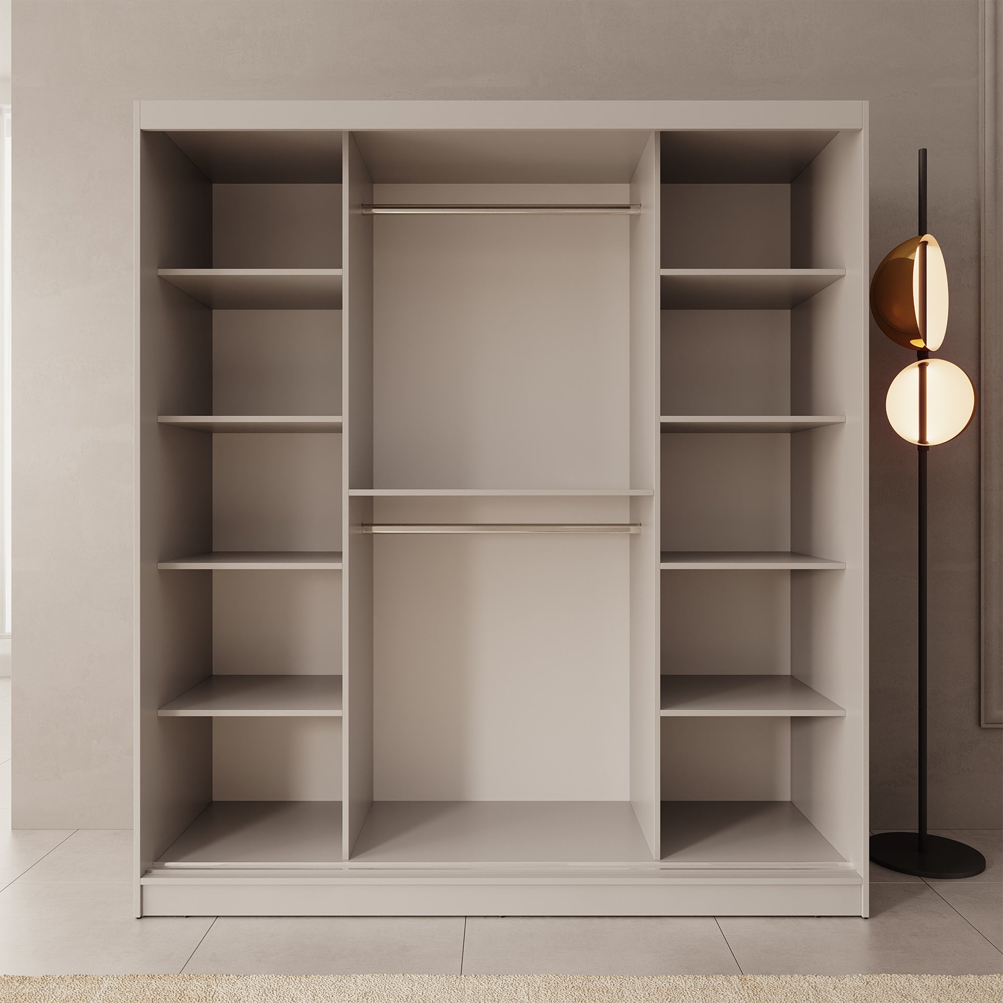 Moyo - Kledingkast met 2 schuifdeuren - Beige - 180x62x200 cm