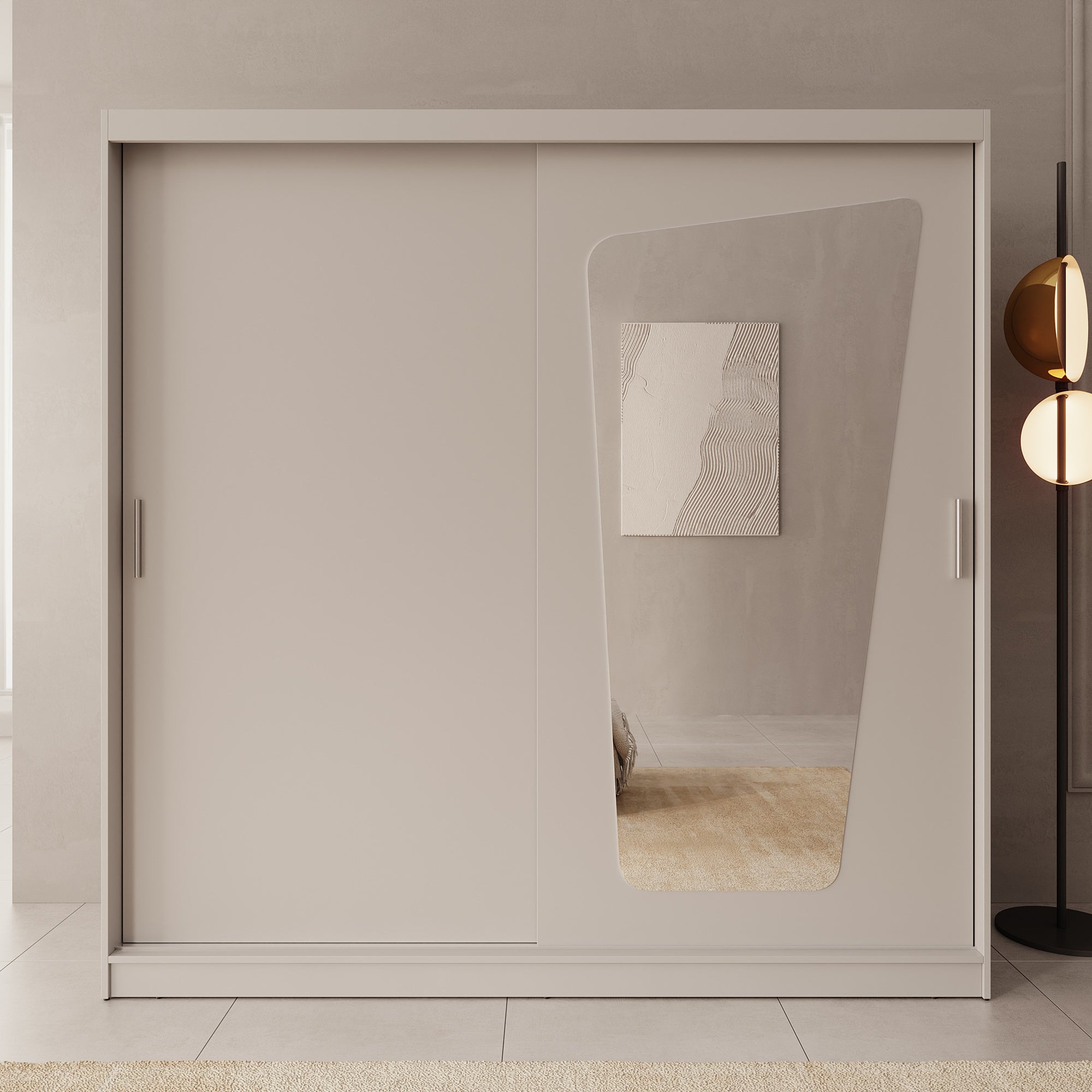 Moyo - Kledingkast met 2 schuifdeuren - Beige - 200x62x200 cm