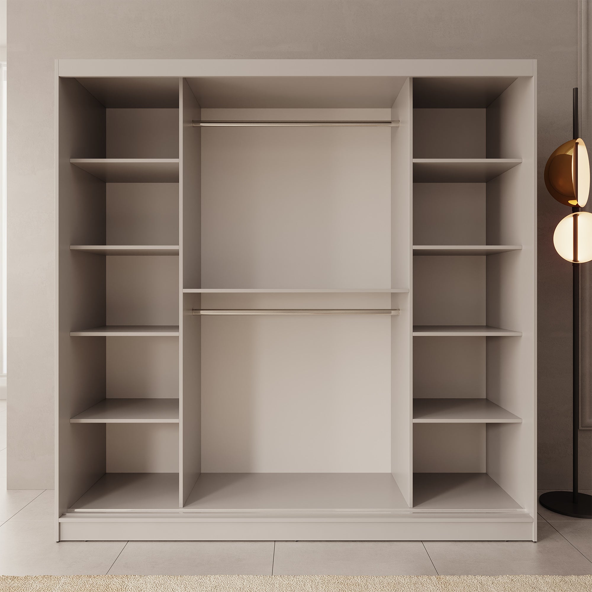 Moyo - Kledingkast met 2 schuifdeuren - Beige - 200x62x200 cm