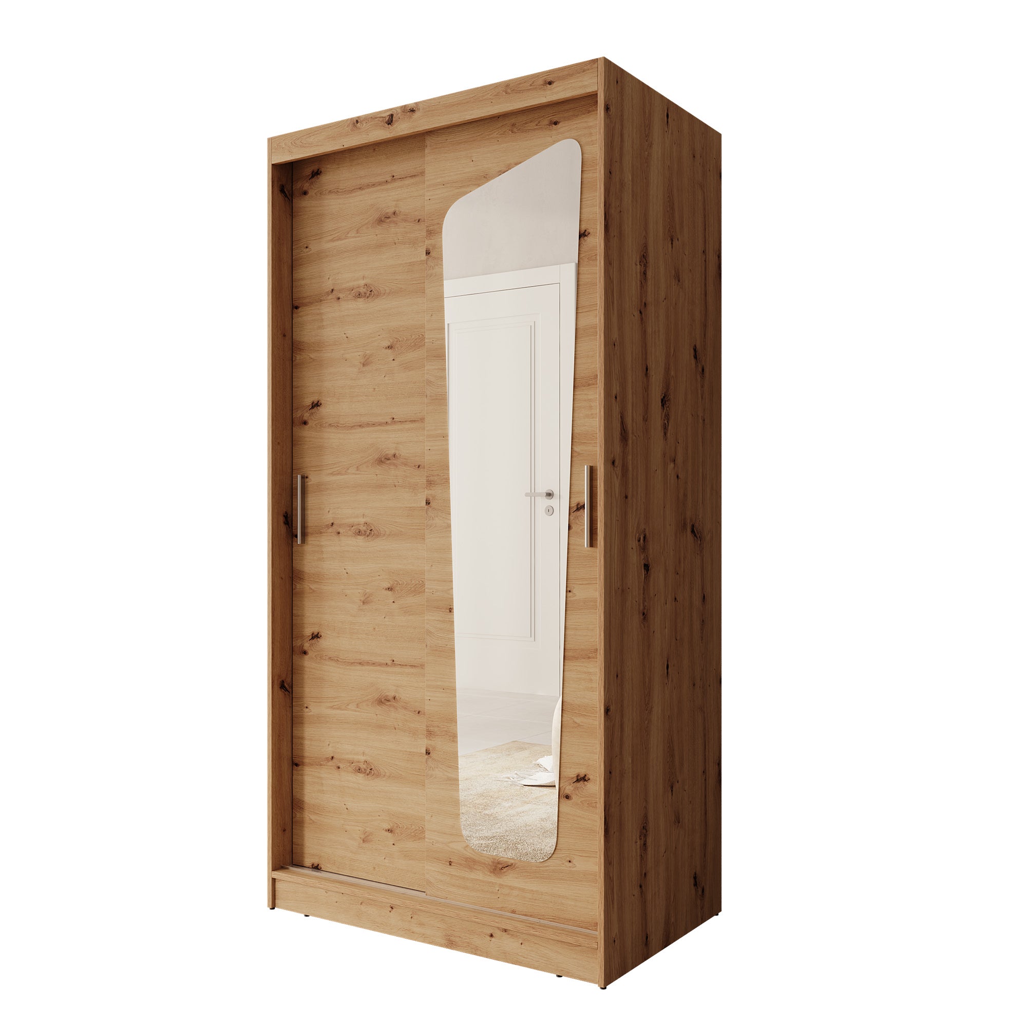 Moyo - Kledingkast met 2 schuifdeuren - Eikenpatroon - 100x62x200 cm