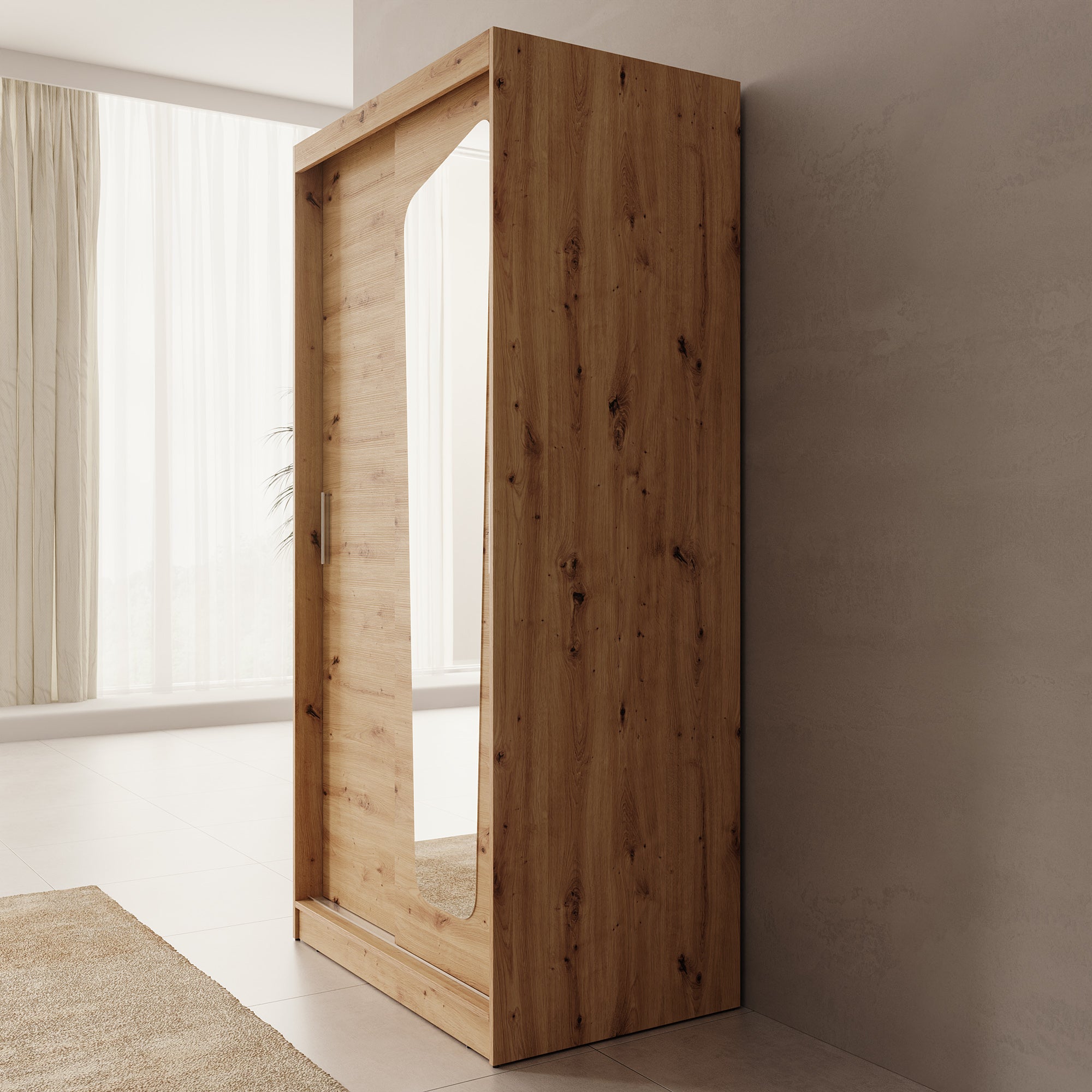 Moyo - Kledingkast met 2 schuifdeuren - Eikenpatroon - 100x62x200 cm