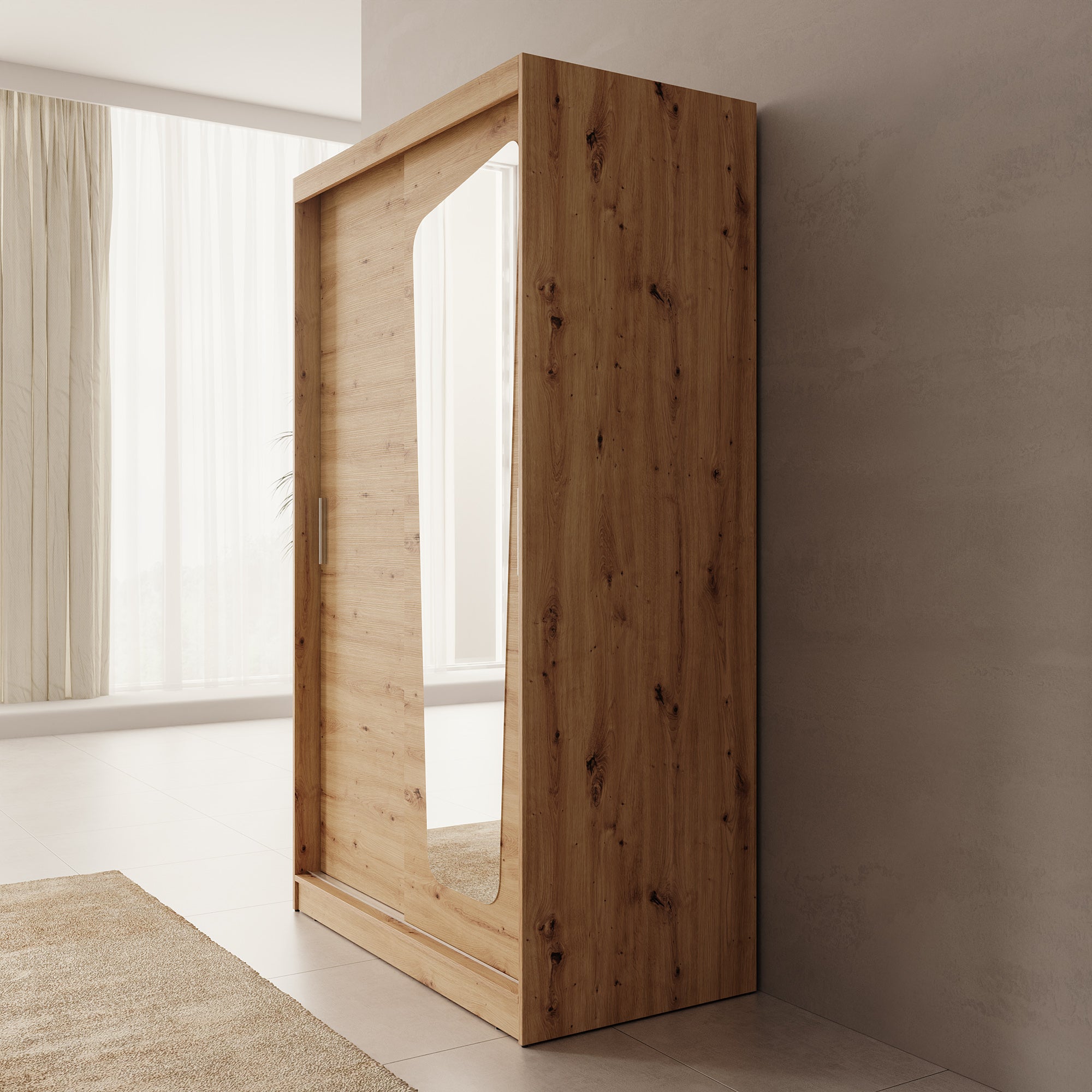 Moyo - Kledingkast met 2 schuifdeuren - Eikenpatroon - 120x62x200 cm
