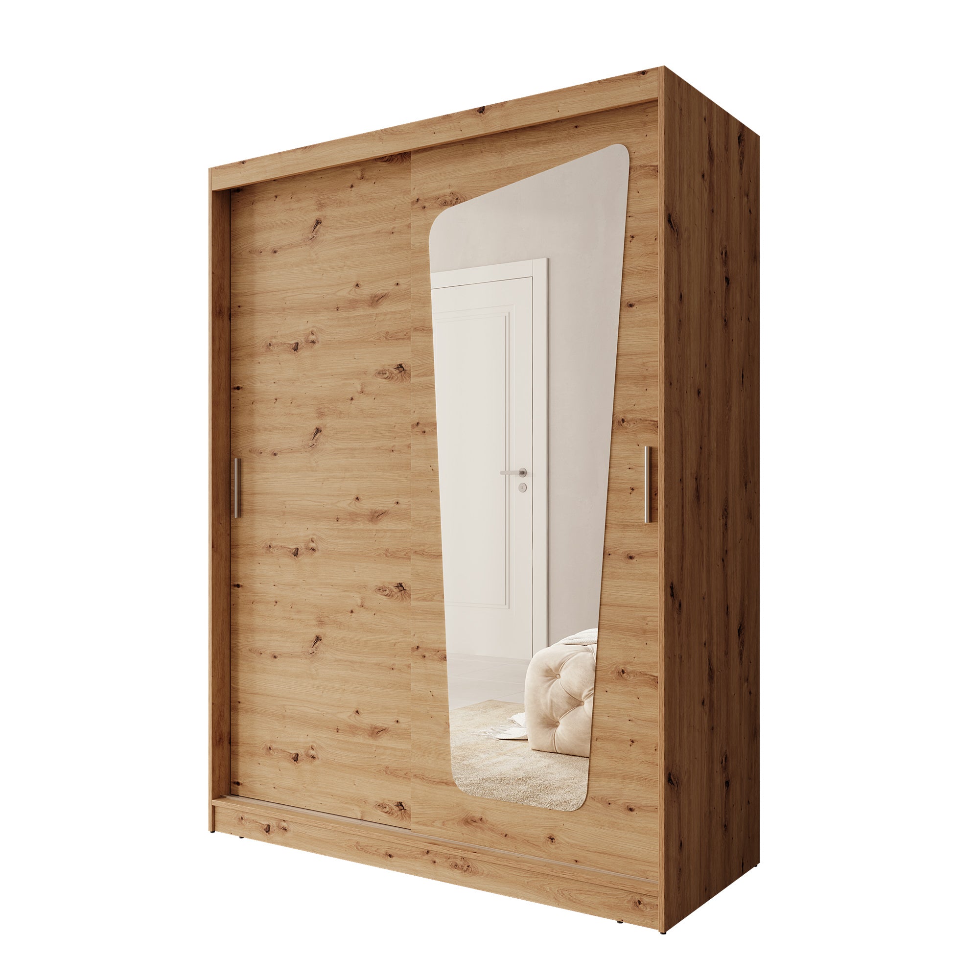 Moyo - Kledingkast met 2 schuifdeuren - Eikenpatroon - 150x62x200 cm