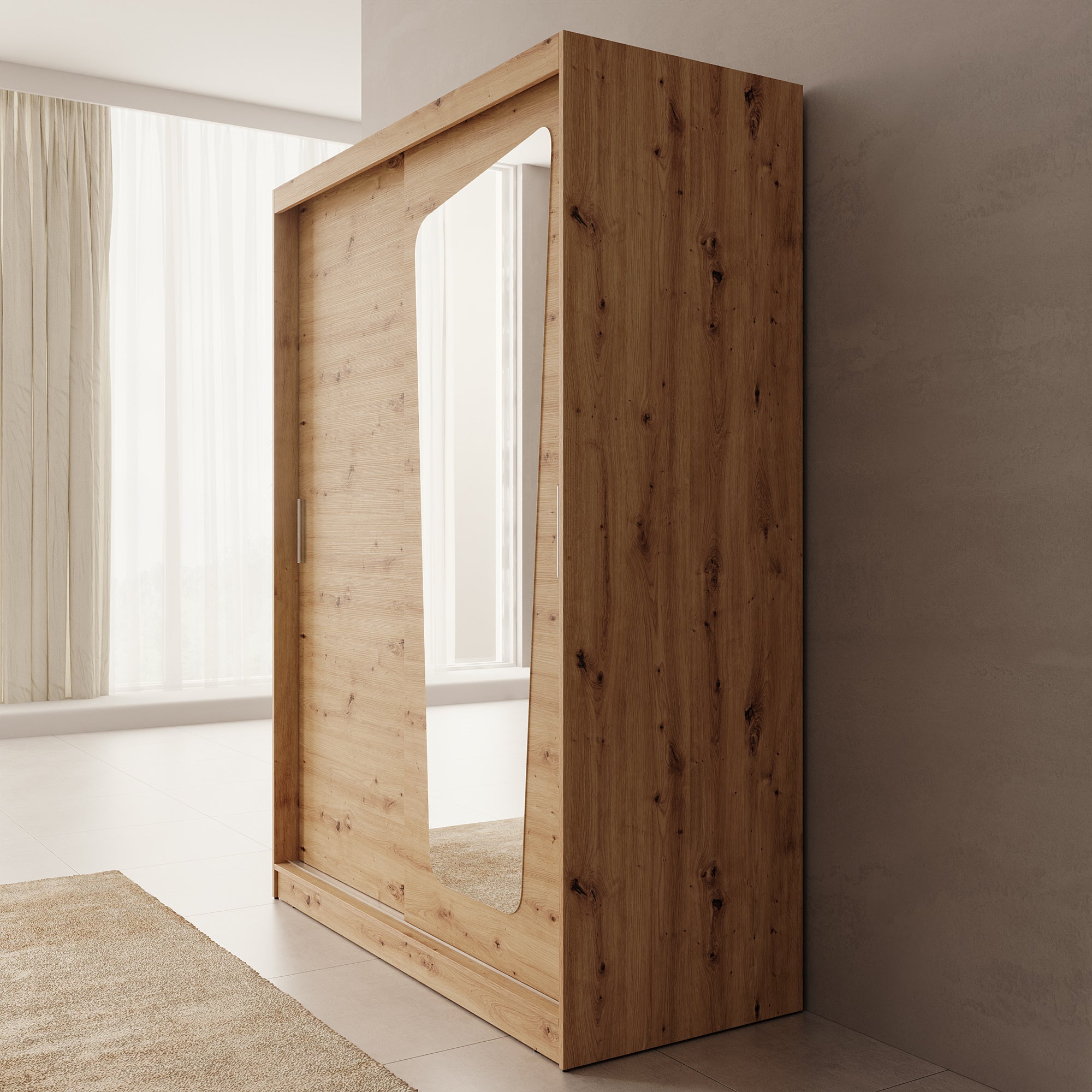 Moyo - Kledingkast met 2 schuifdeuren - Eikenpatroon - 150x62x200 cm