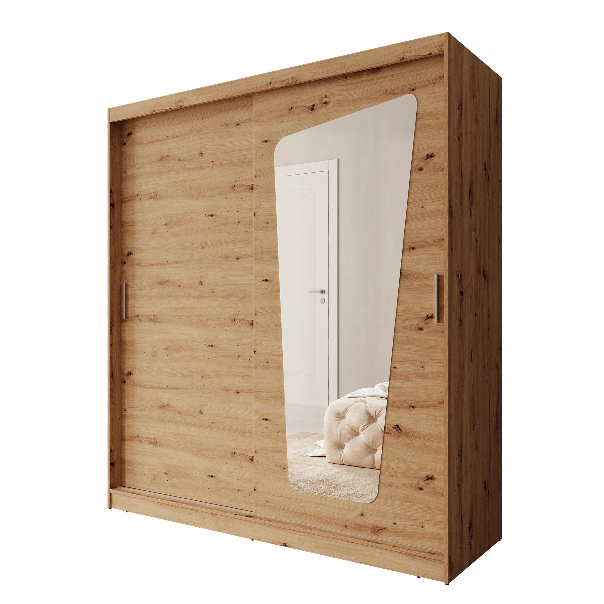 Moyo - Kledingkast met 2 schuifdeuren - Eikenpatroon - 180x62x200 cm