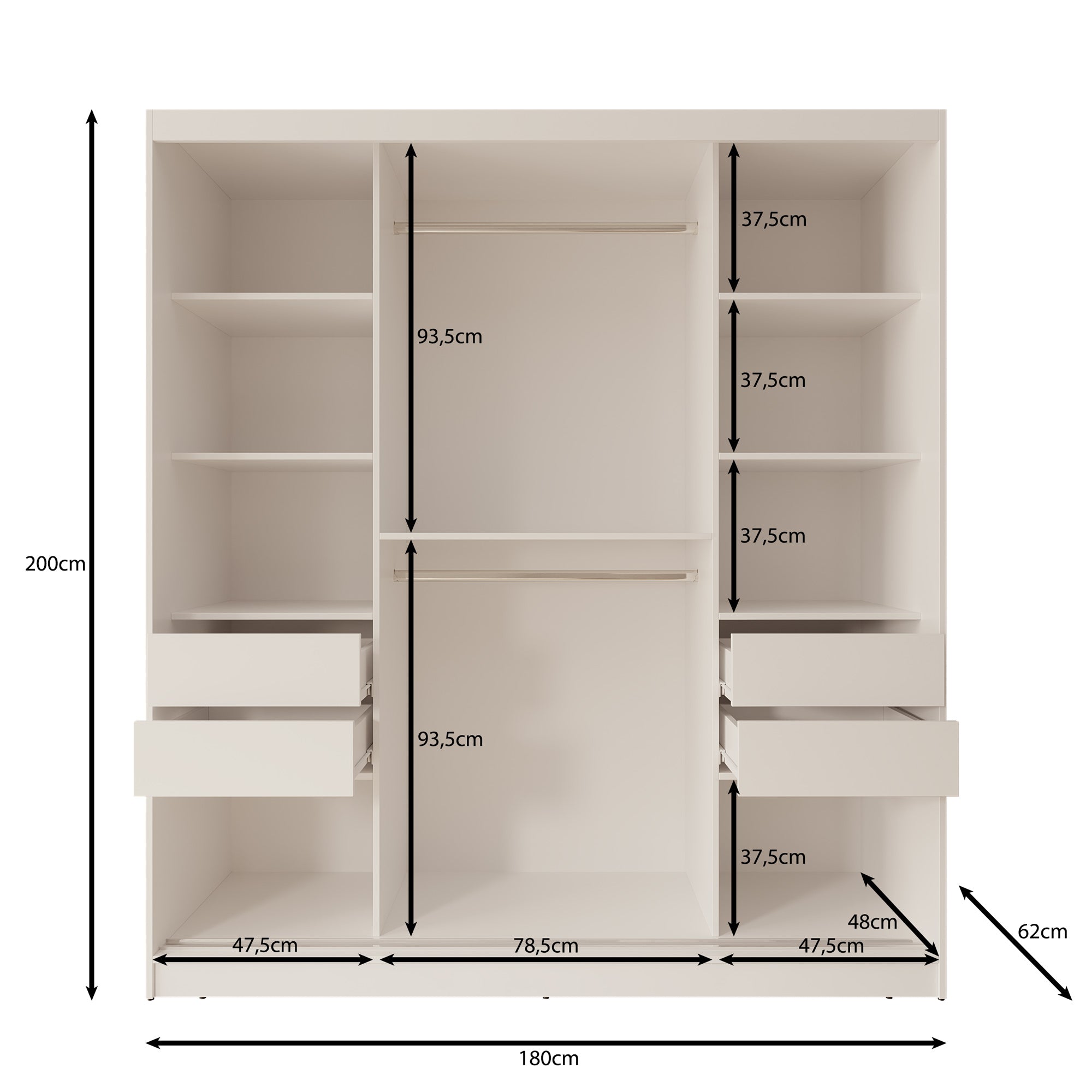 Moyo - Kledingkast met 2 schuifdeuren - Eikenpatroon - 180x62x200 cm