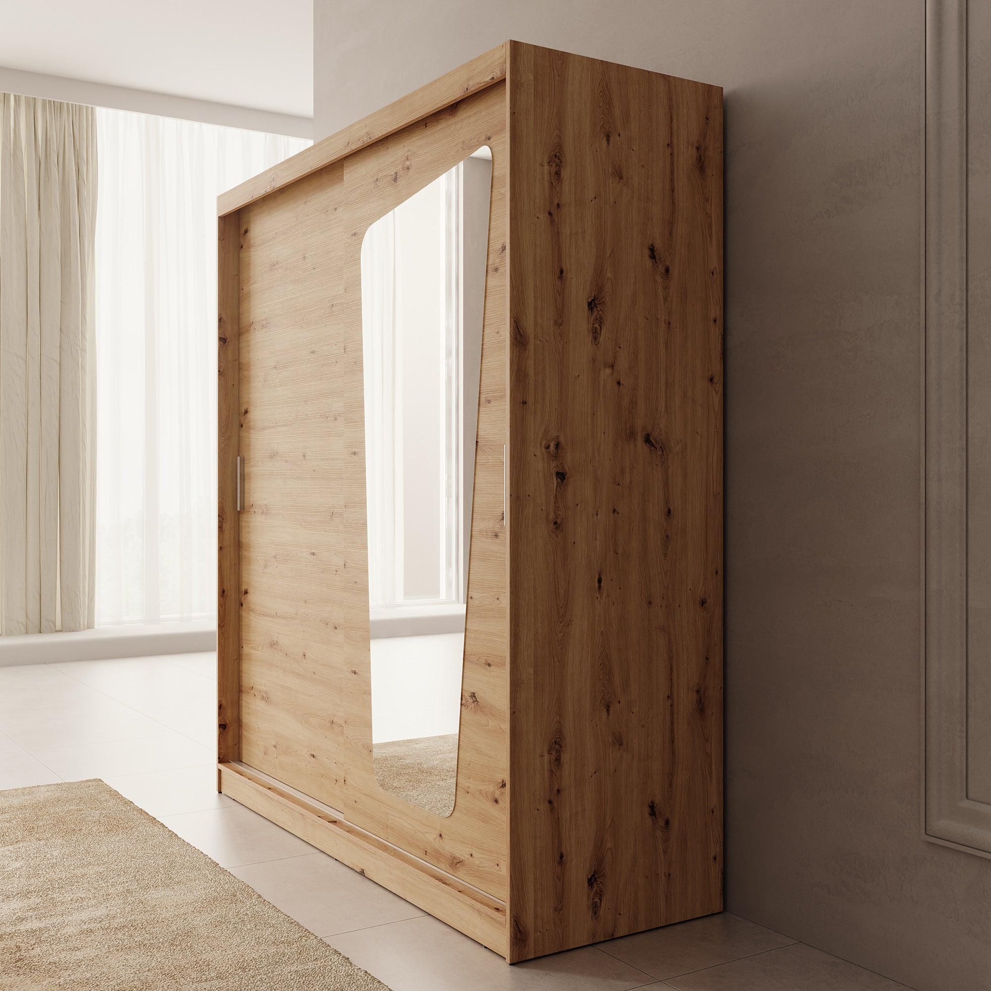 Moyo - Kledingkast met 2 schuifdeuren - Eikenpatroon - 180x62x200 cm