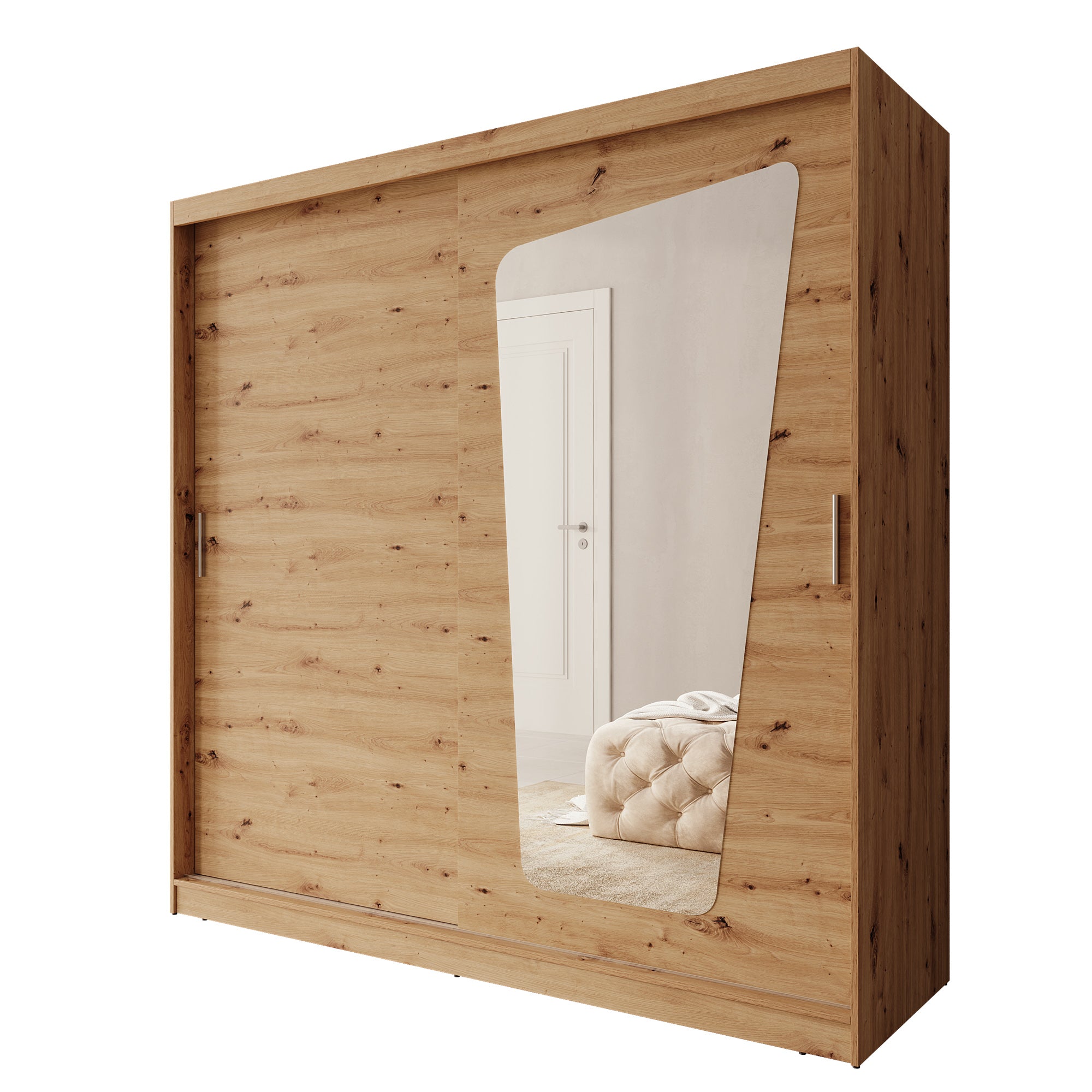 Moyo - Kledingkast met 2 schuifdeuren - Eikenpatroon - 200x62x200 cm