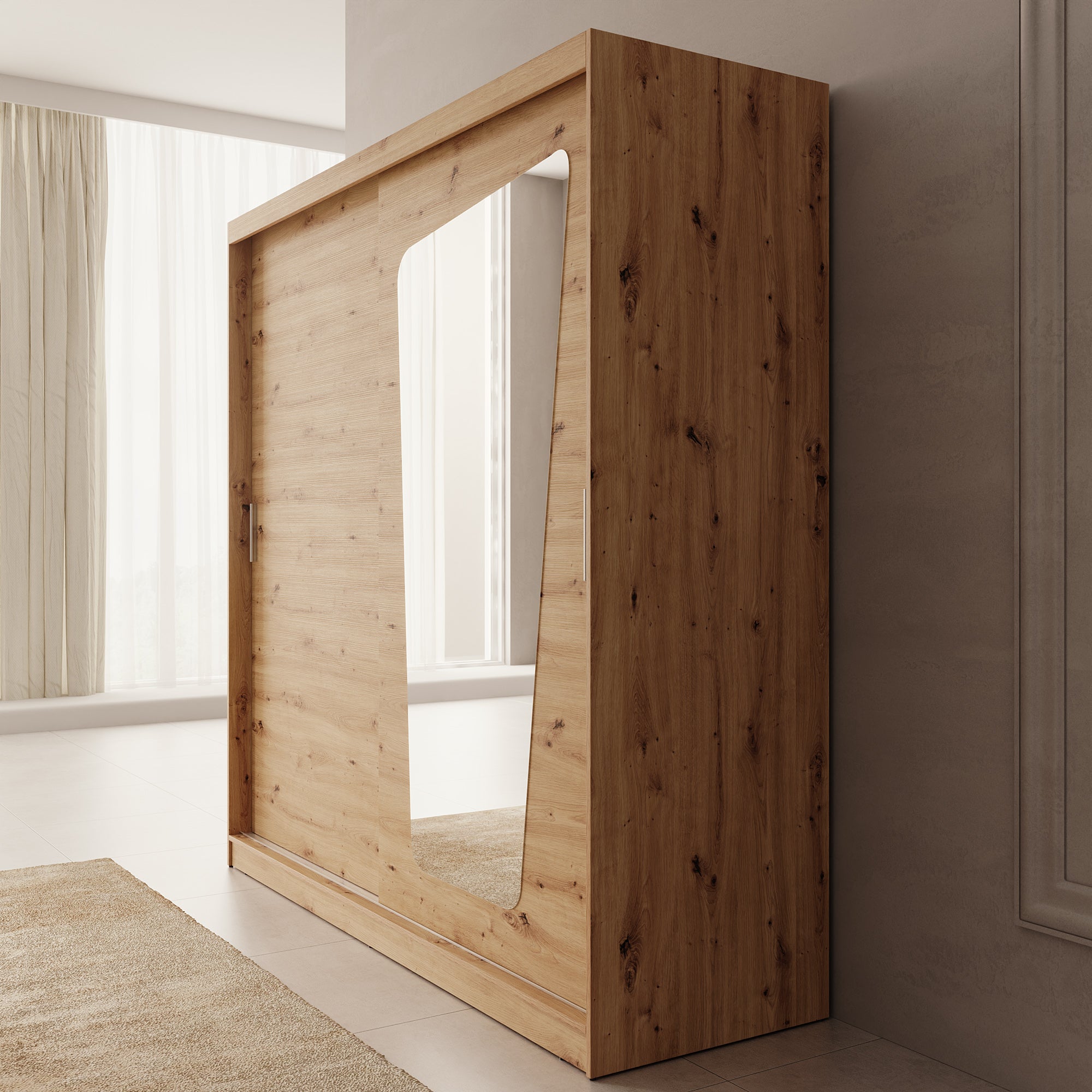 Moyo - Kledingkast met 2 schuifdeuren - Eikenpatroon - 200x62x200 cm
