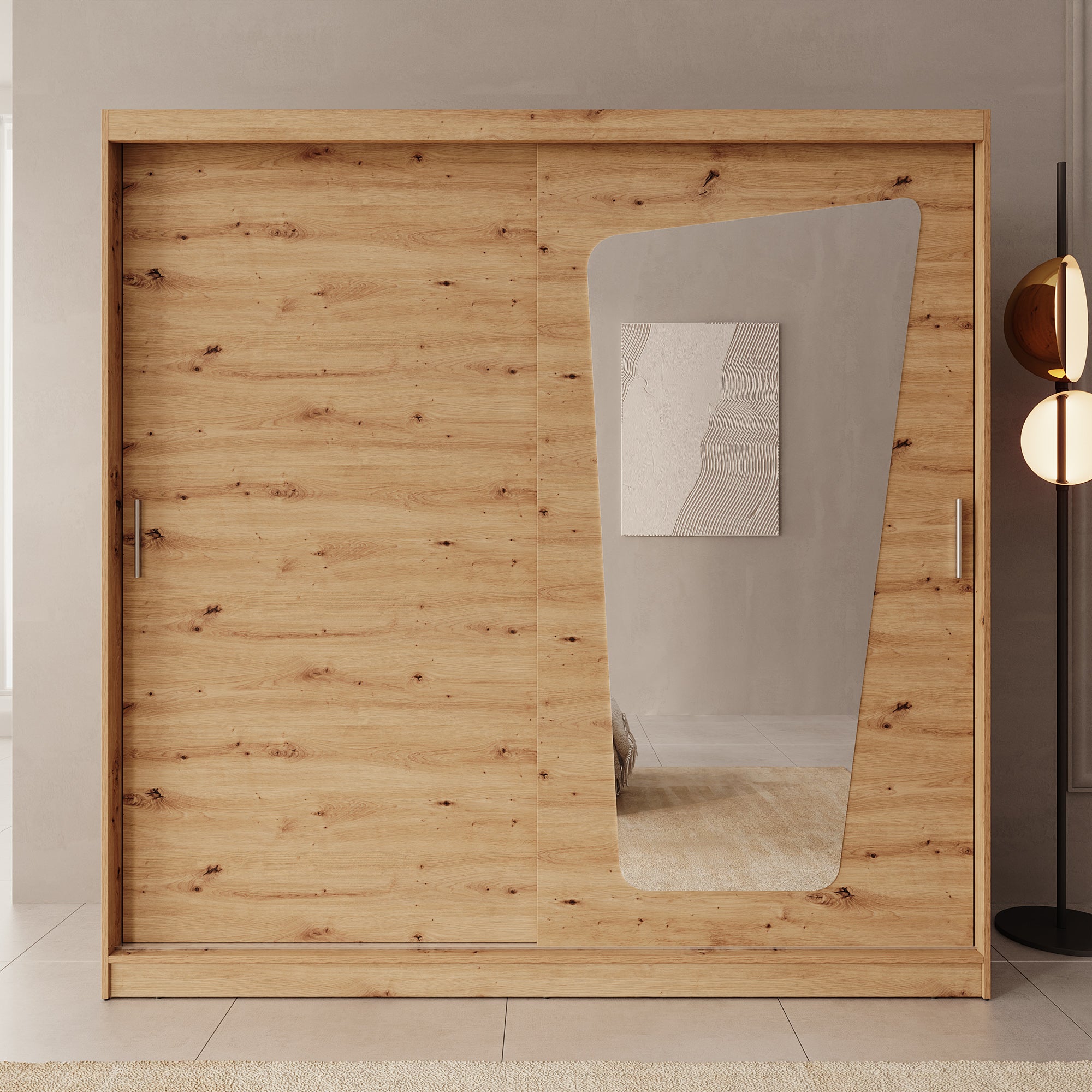 Moyo - Kledingkast met 2 schuifdeuren - Eikenpatroon - 200x62x200 cm