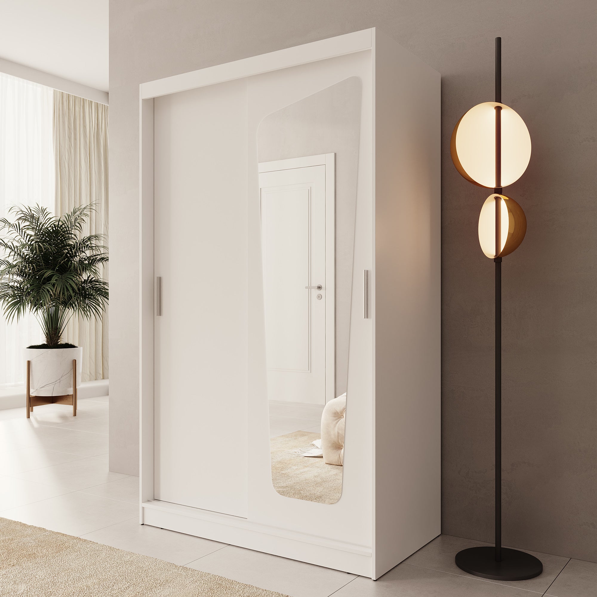 Moyo - Kledingkast met 2 schuifdeuren - Wit - 120x62x200 cm