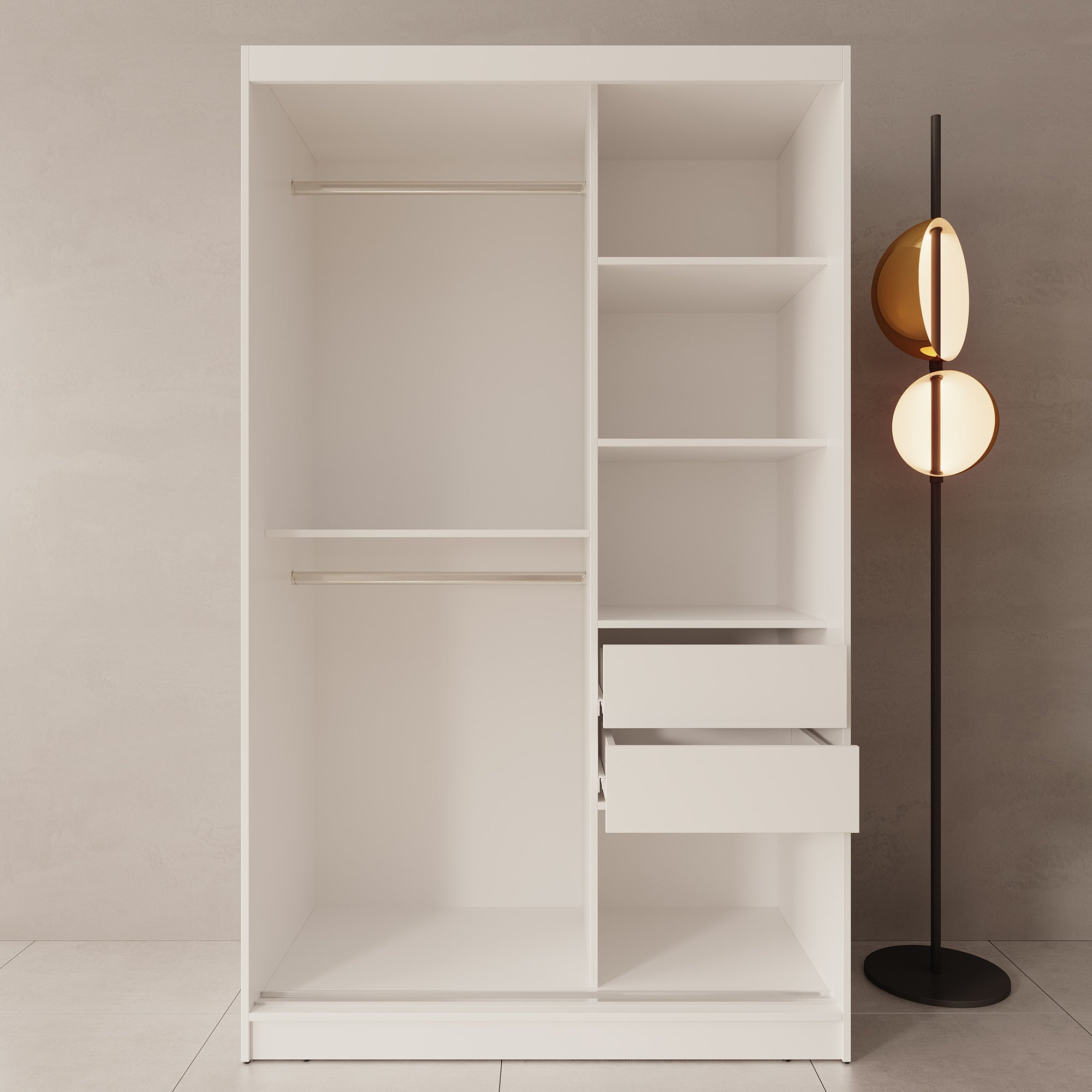 Moyo - Kledingkast met 2 schuifdeuren - Wit - 120x62x200 cm