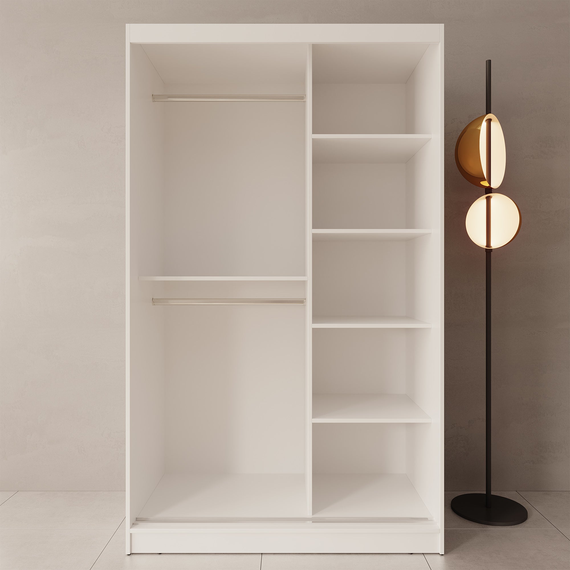 Moyo - Kledingkast met 2 schuifdeuren - Wit - 120x62x200 cm