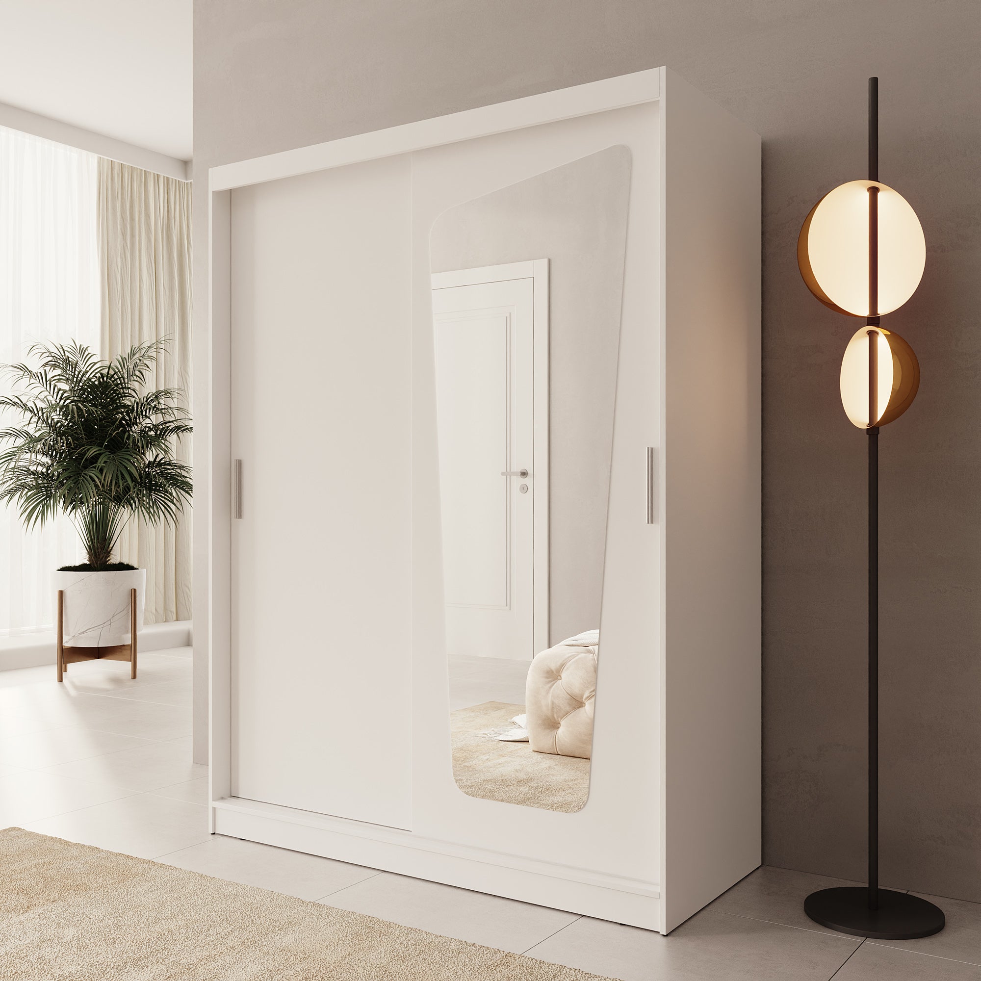 Moyo - Kledingkast met 2 schuifdeuren - Wit - 150x62x200 cm