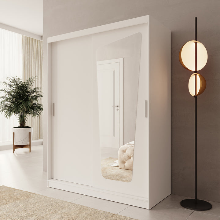 Moyo - Kledingkast met 2 schuifdeuren - Wit - 150x62x200 cm