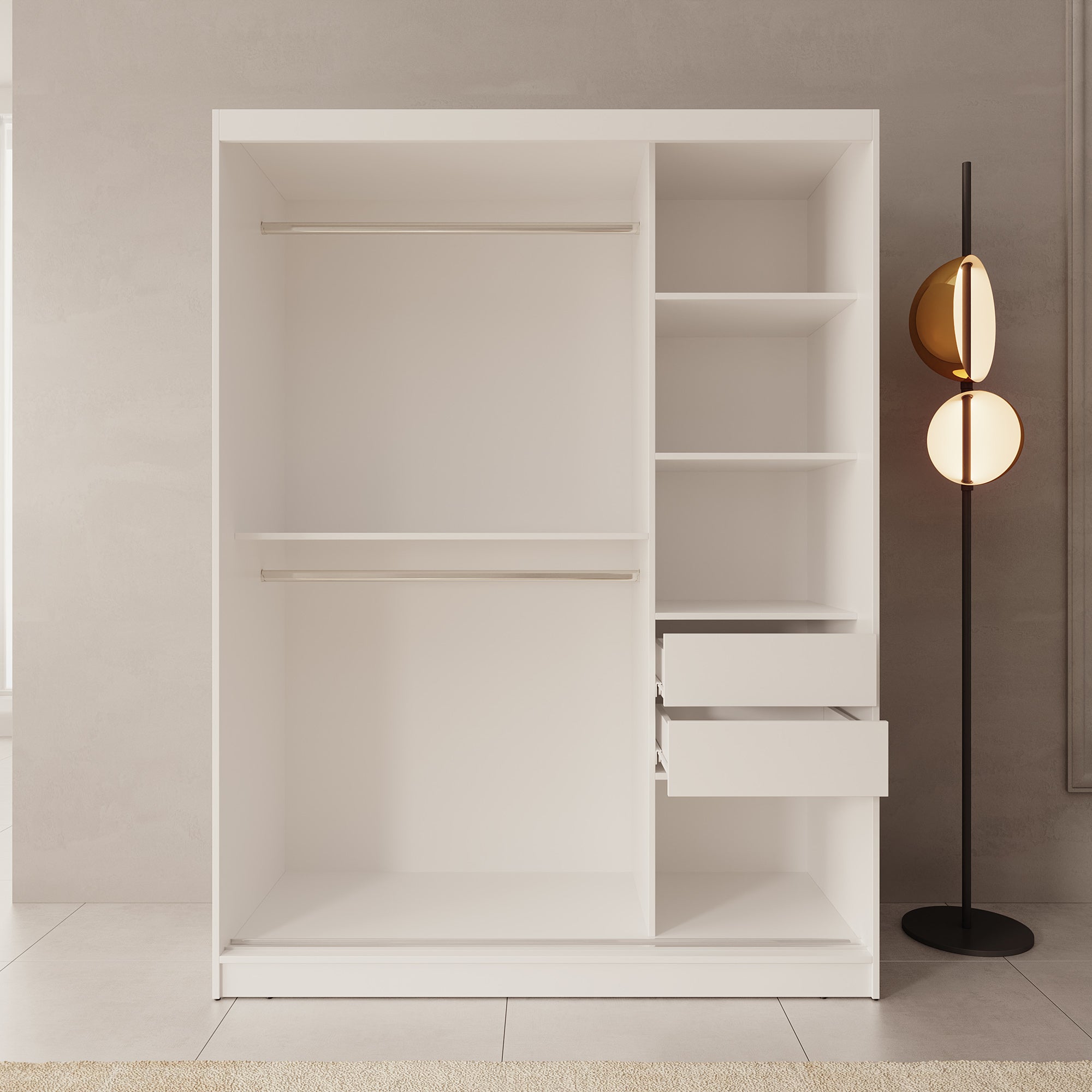Moyo - Kledingkast met 2 schuifdeuren - Wit - 150x62x200 cm