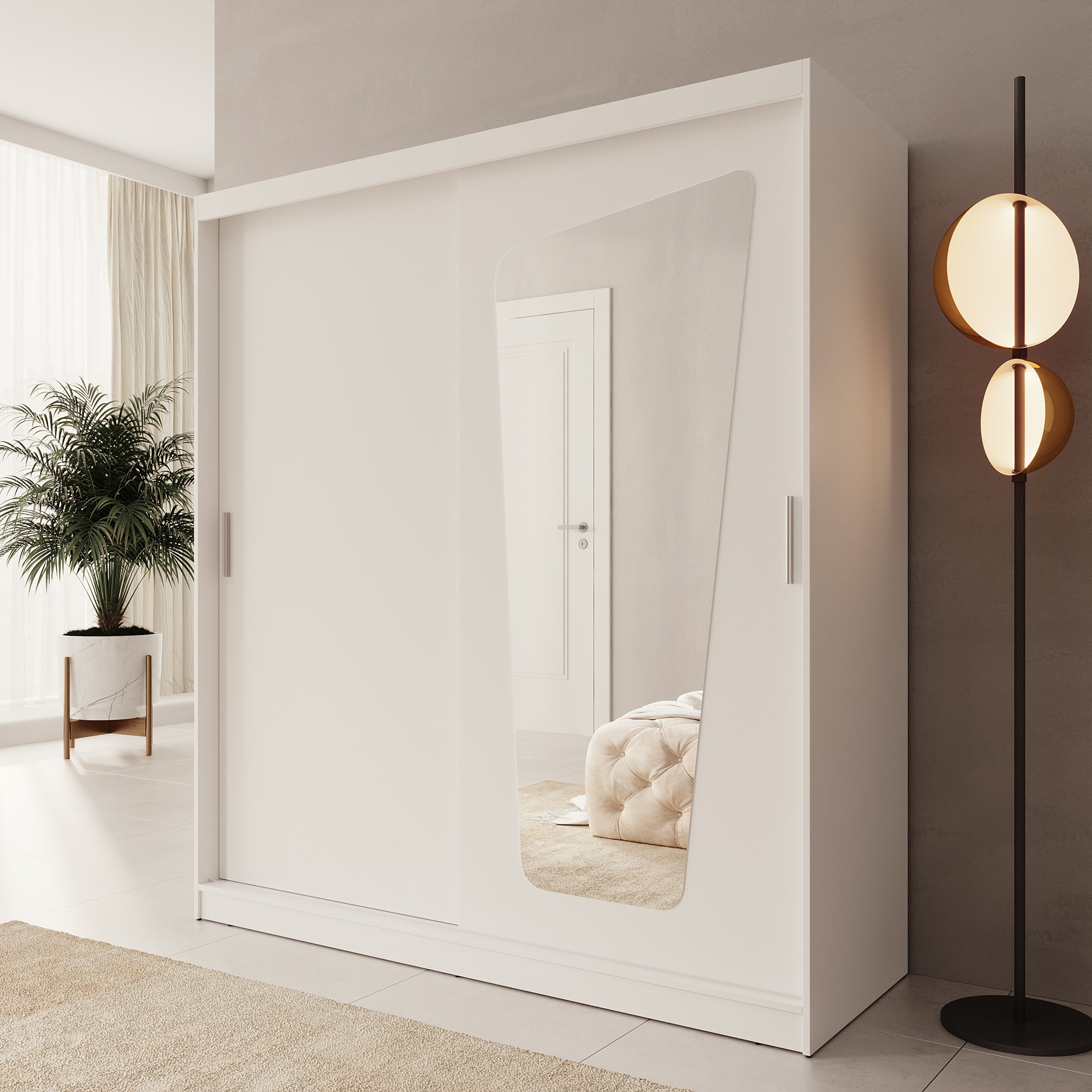 Moyo - Kledingkast met 2 schuifdeuren - Wit - 180x62x200 cm