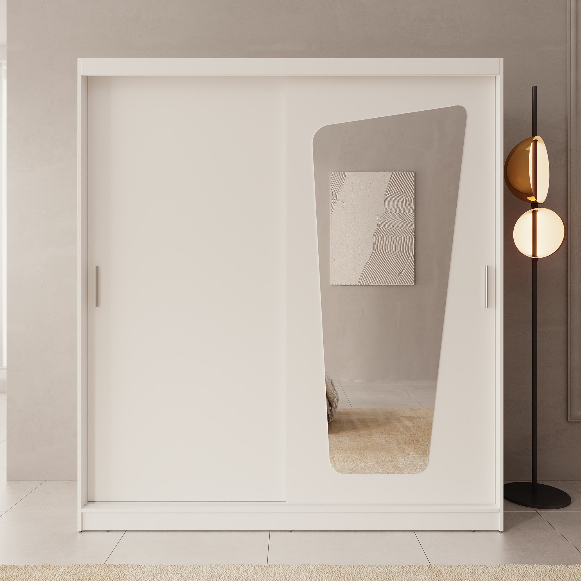 Moyo - Kledingkast met 2 schuifdeuren - Wit - 180x62x200 cm