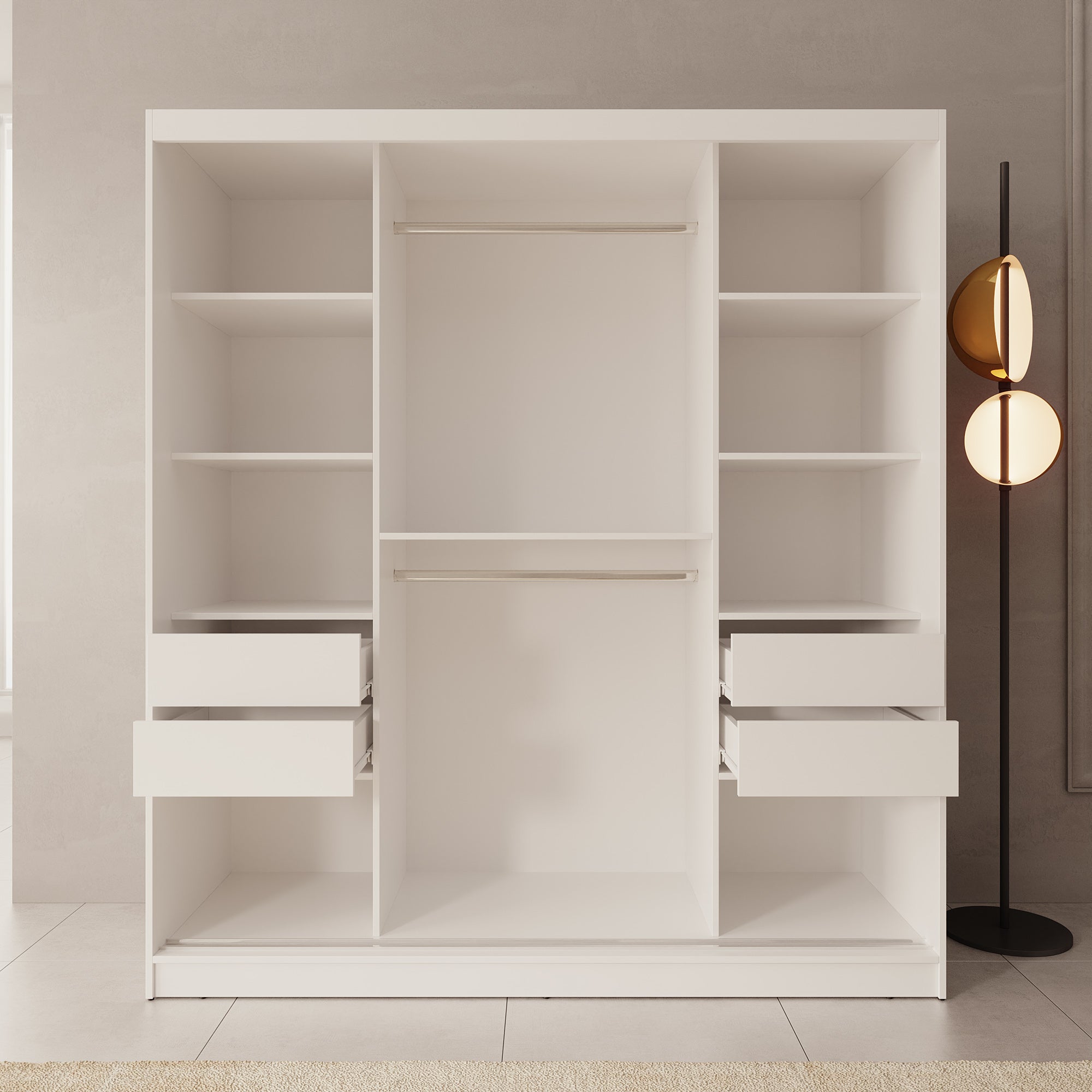 Moyo - Kledingkast met 2 schuifdeuren - Wit - 180x62x200 cm