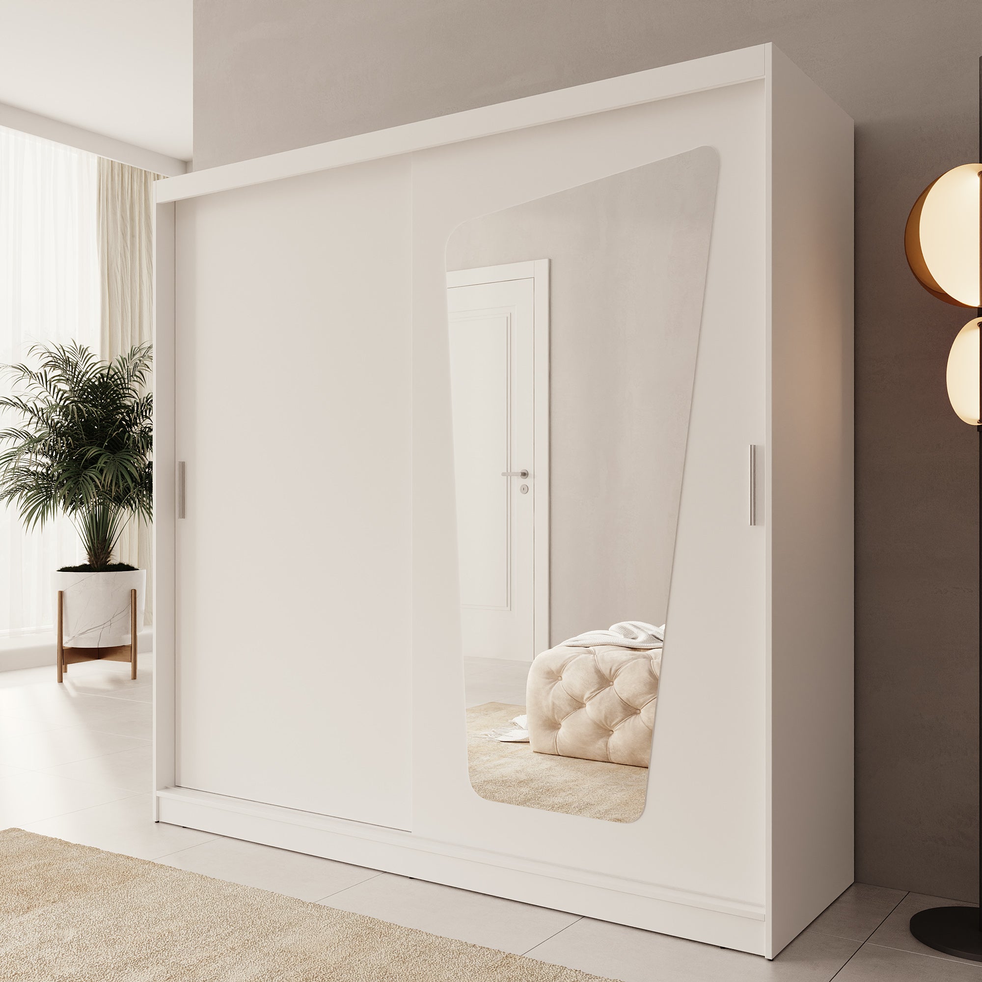 Moyo - Kledingkast met 2 schuifdeuren - Wit - 200x62x200 cm