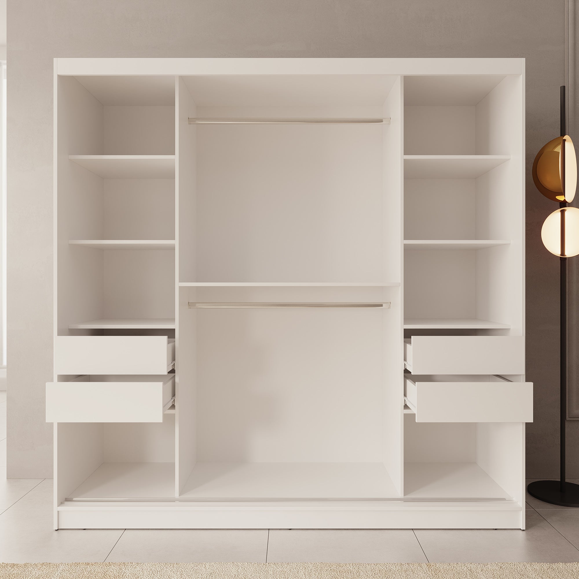 Moyo - Kledingkast met 2 schuifdeuren - Wit - 200x62x200 cm