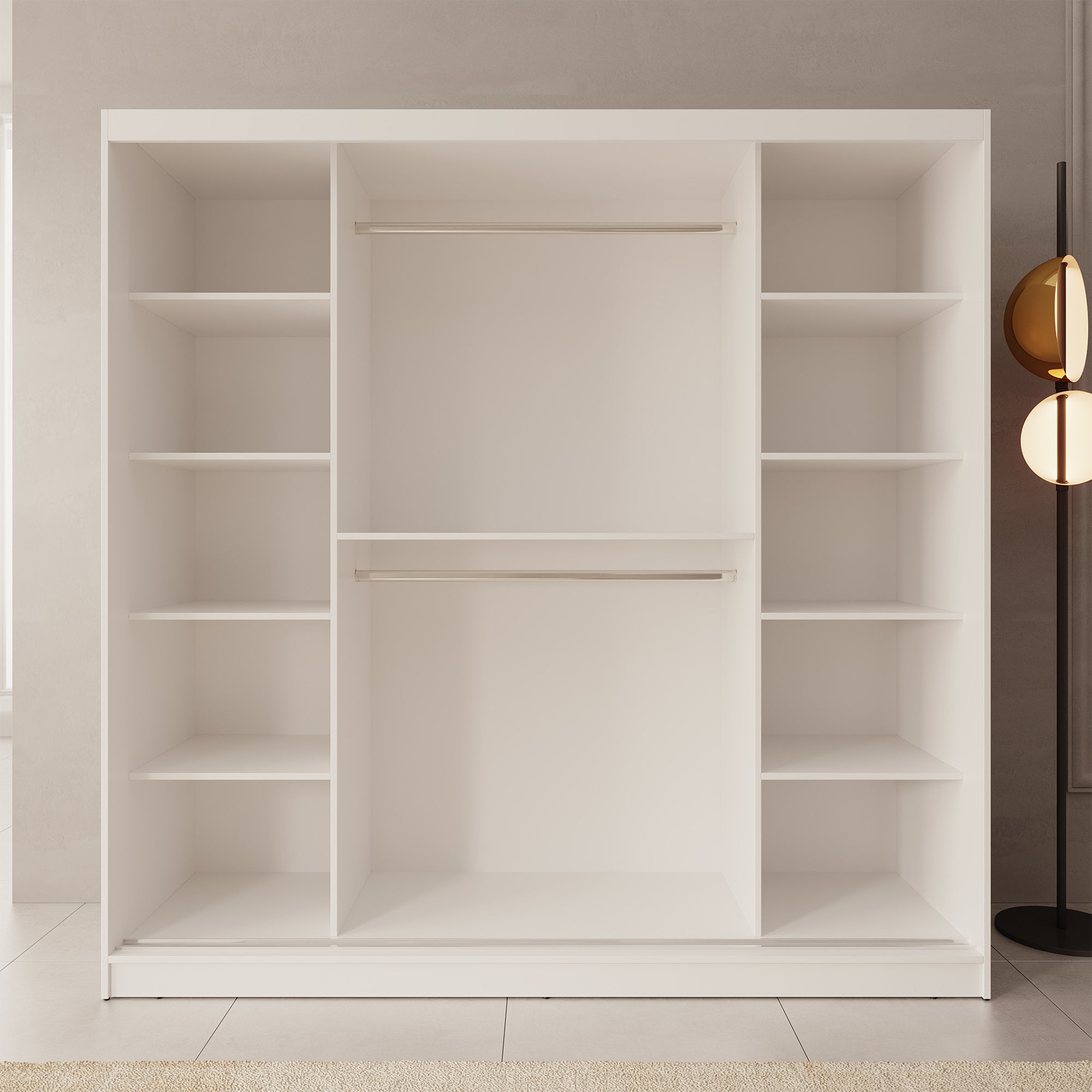 Moyo - Kledingkast met 2 schuifdeuren - Wit - 200x62x200 cm
