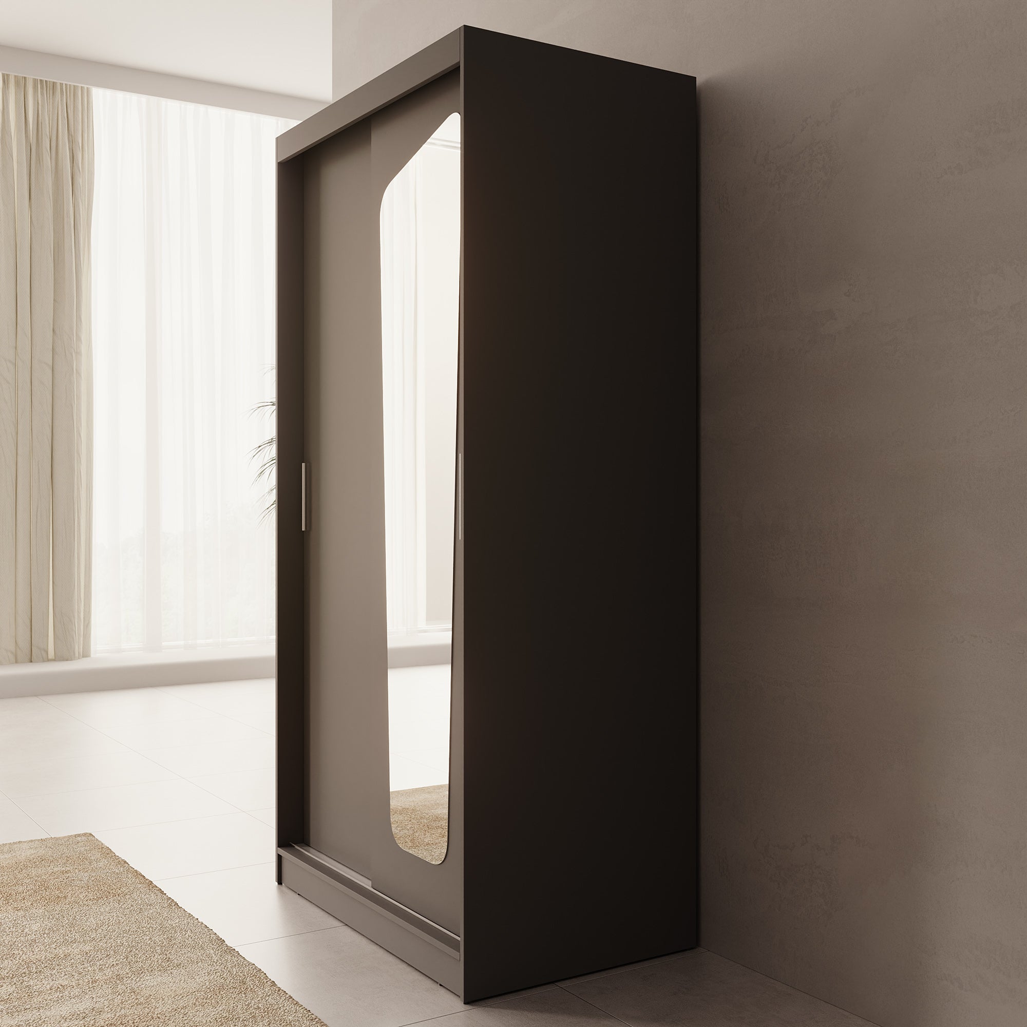 Moyo - Kledingkast met 2 schuifdeuren - Zwart - 100x62x200 cm