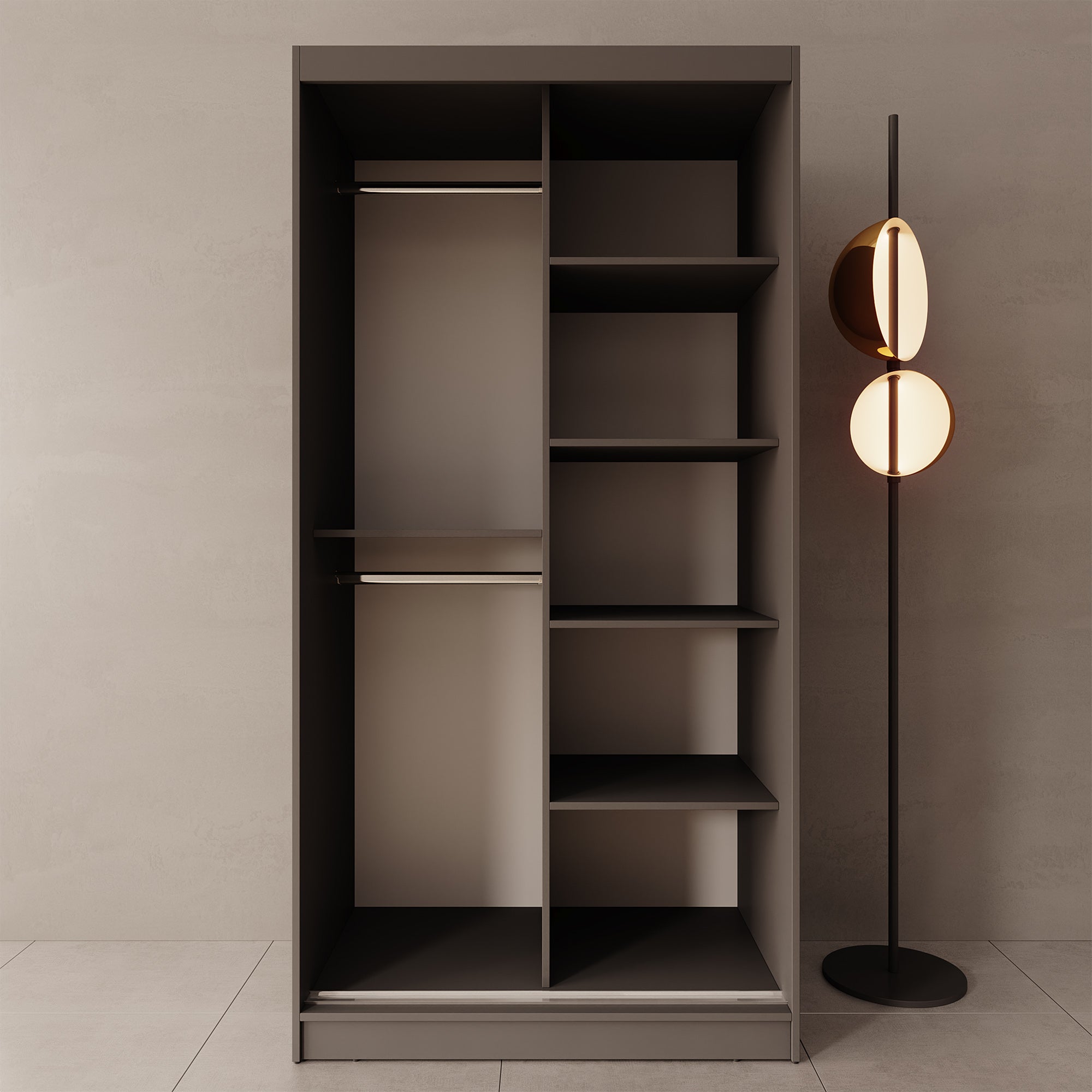 Moyo - Kledingkast met 2 schuifdeuren - Zwart - 100x62x200 cm