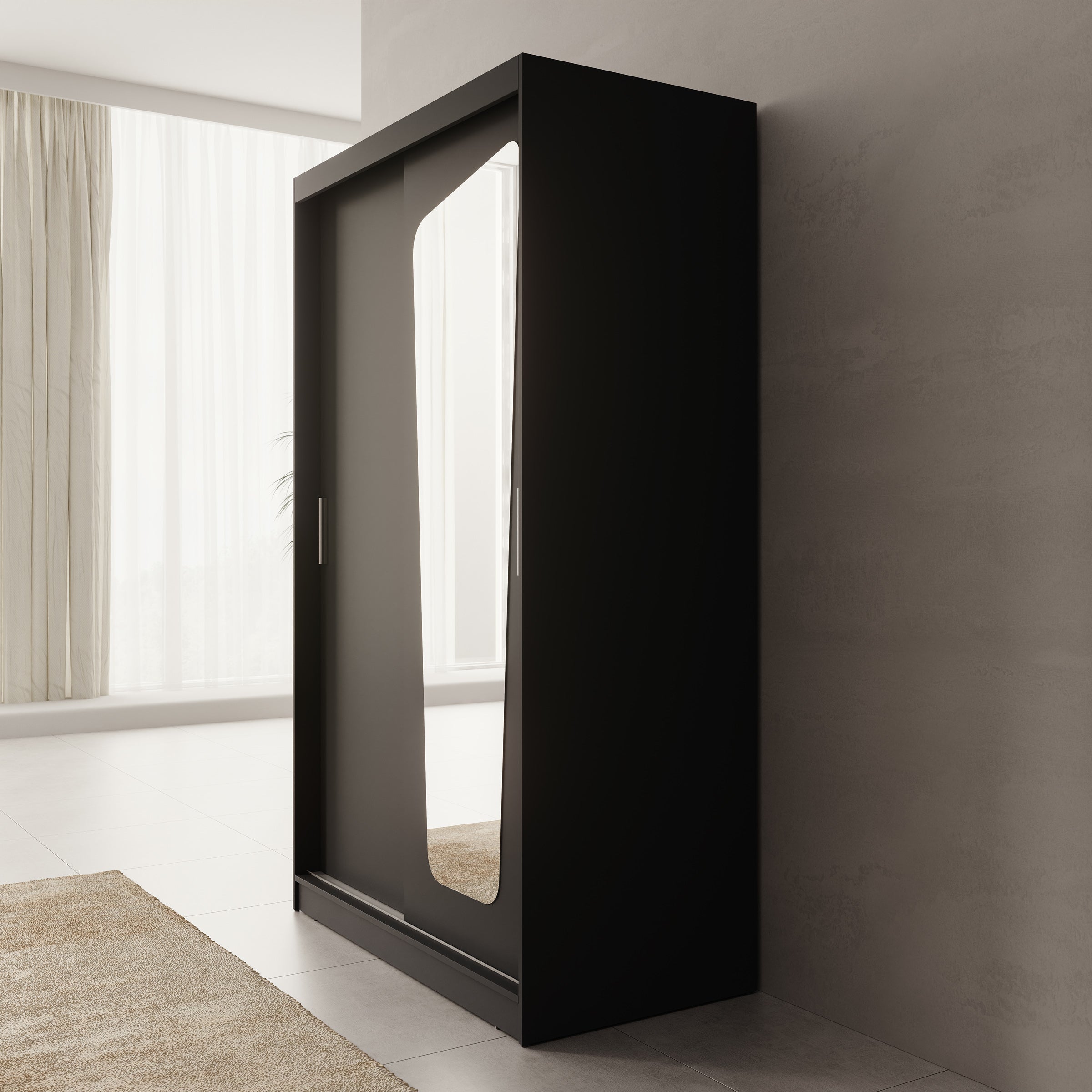 Moyo - Kledingkast met 2 schuifdeuren - Zwart - 120x62x200 cm