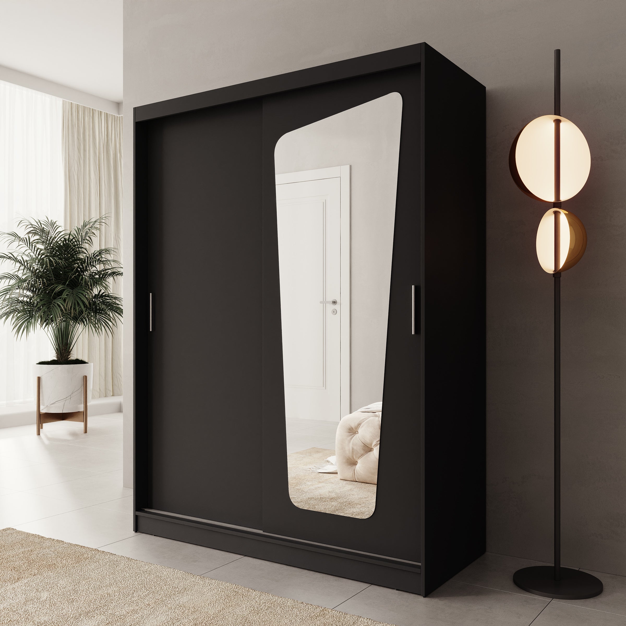 Moyo - Kledingkast met 2 schuifdeuren - Zwart - 150x62x200 cm