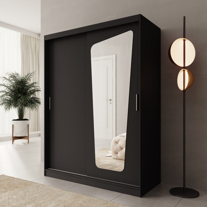 Moyo - Kledingkast met 2 schuifdeuren - Zwart - 150x62x200 cm