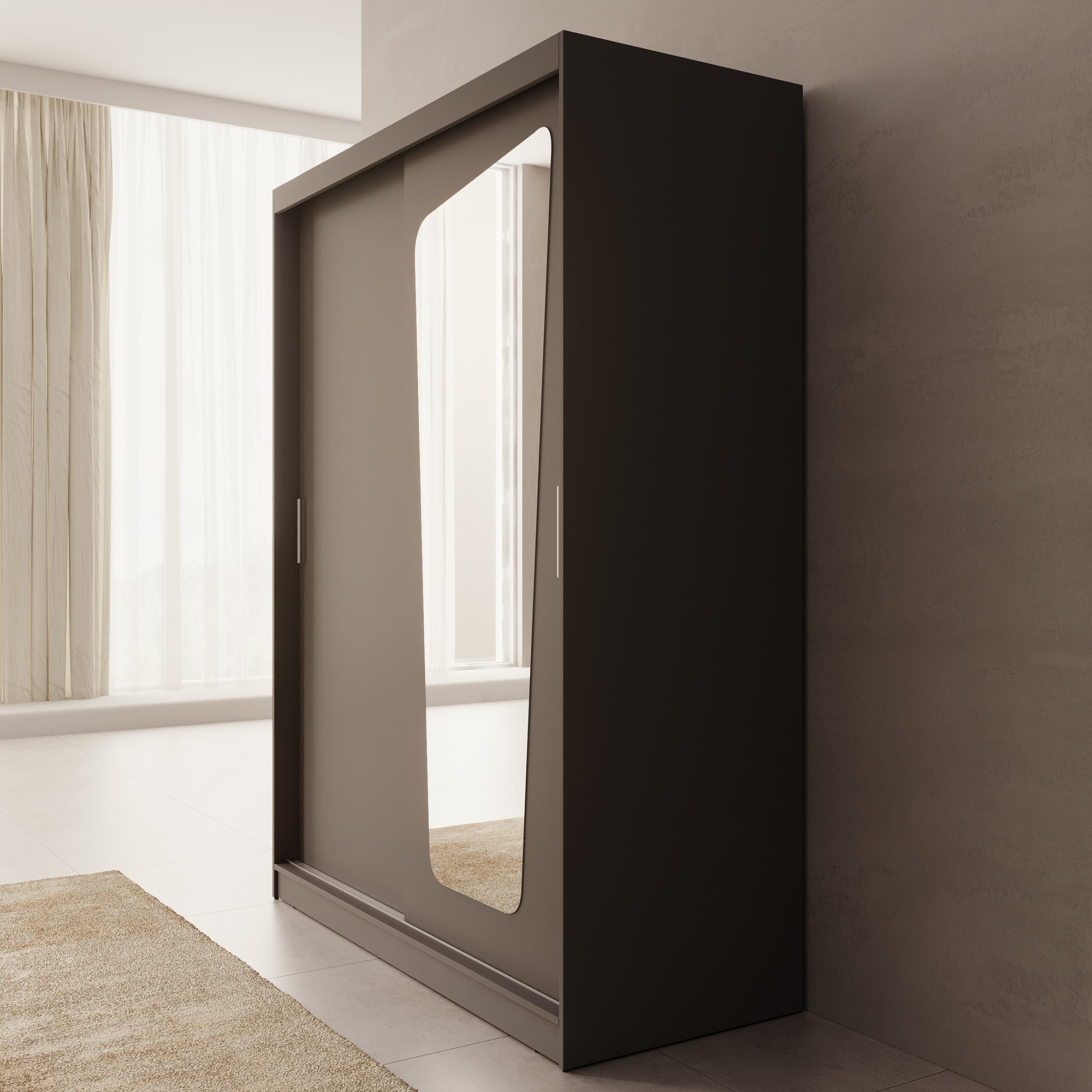 Moyo - Kledingkast met 2 schuifdeuren - Zwart - 150x62x200 cm