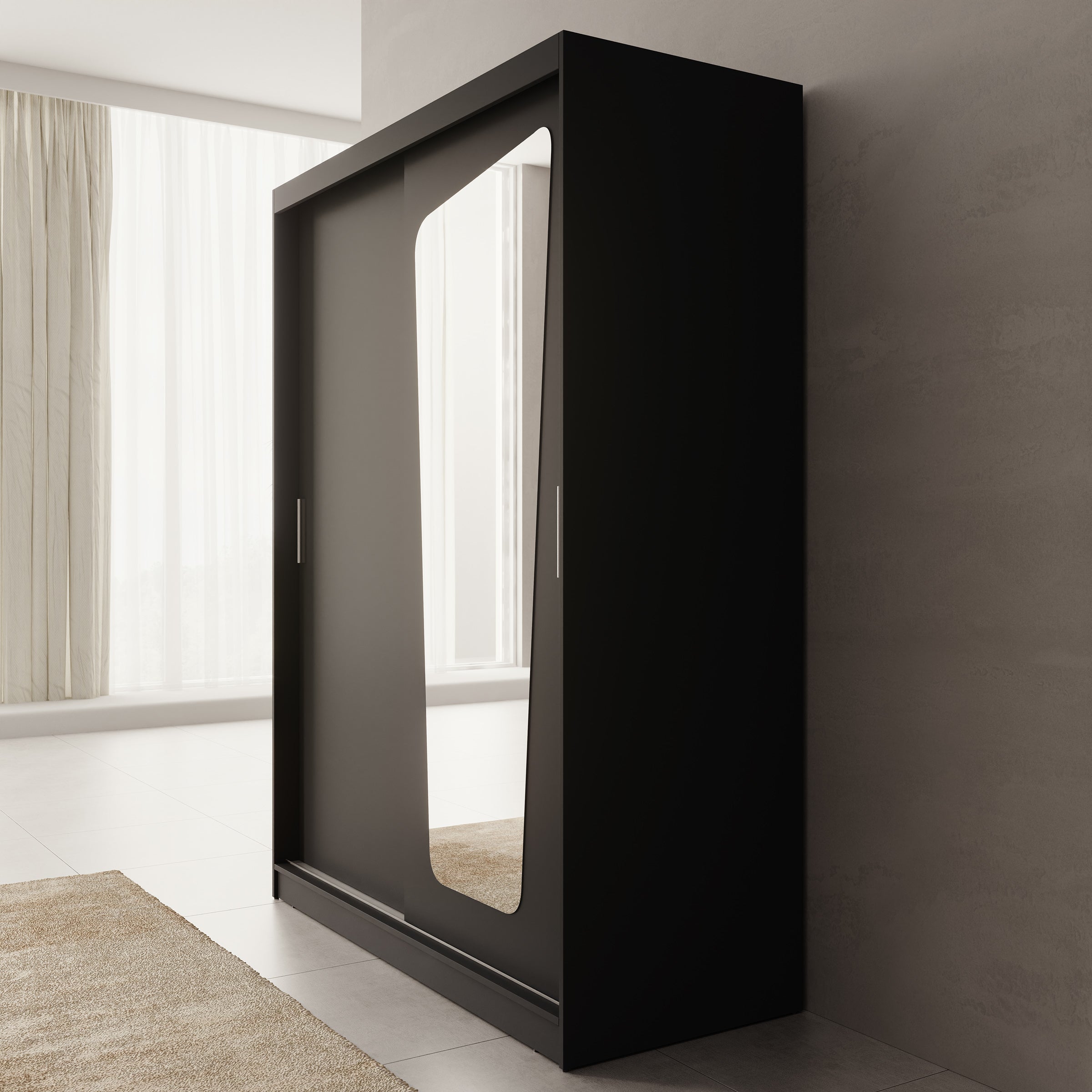 Moyo - Kledingkast met 2 schuifdeuren - Zwart - 150x62x200 cm