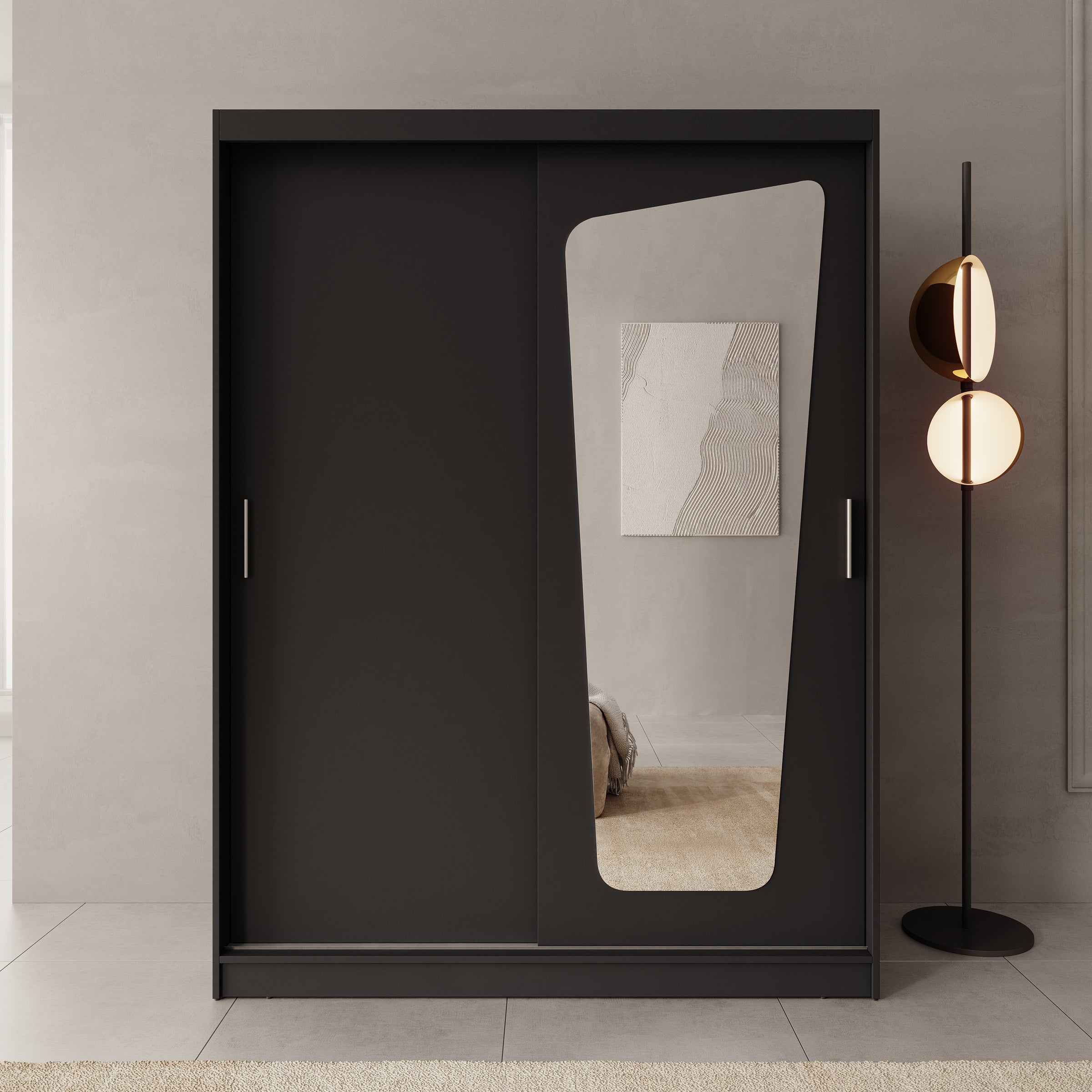 Moyo - Kledingkast met 2 schuifdeuren - Zwart - 150x62x200 cm
