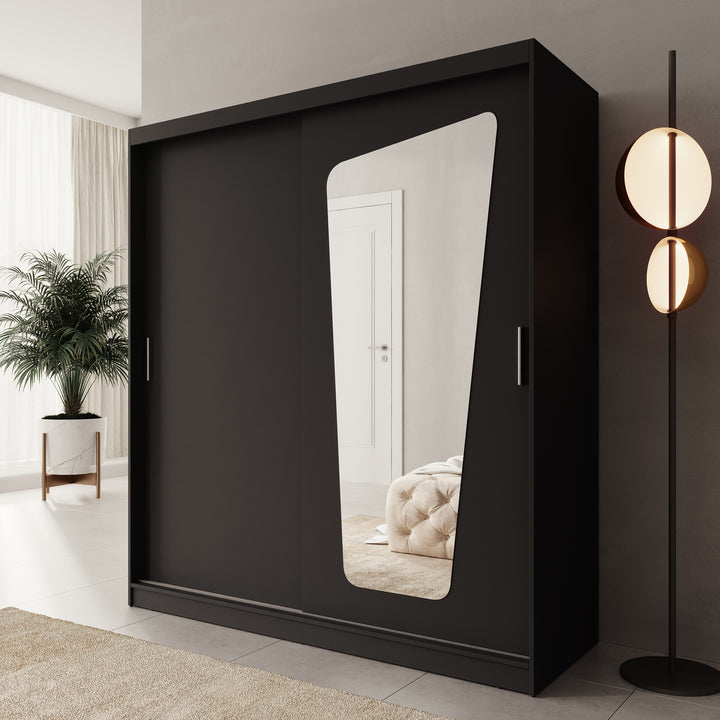 Moyo - Kledingkast met 2 schuifdeuren - Zwart - 180x62x200 cm