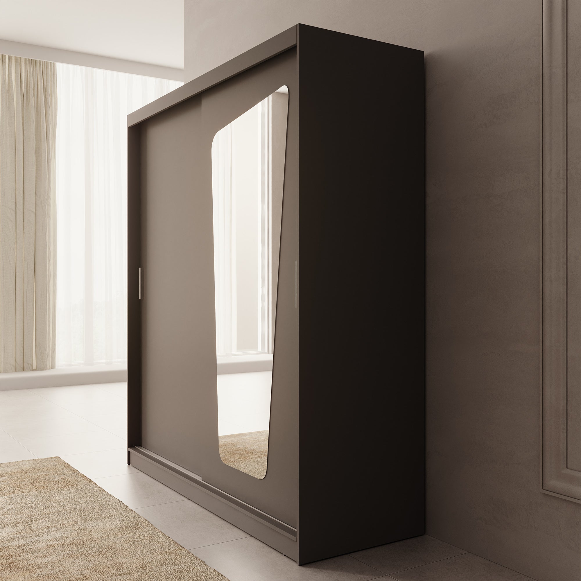 Moyo - Kledingkast met 2 schuifdeuren - Zwart - 180x62x200 cm