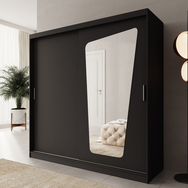 Moyo - Kledingkast met 2 schuifdeuren - Zwart - 200x62x200 cm