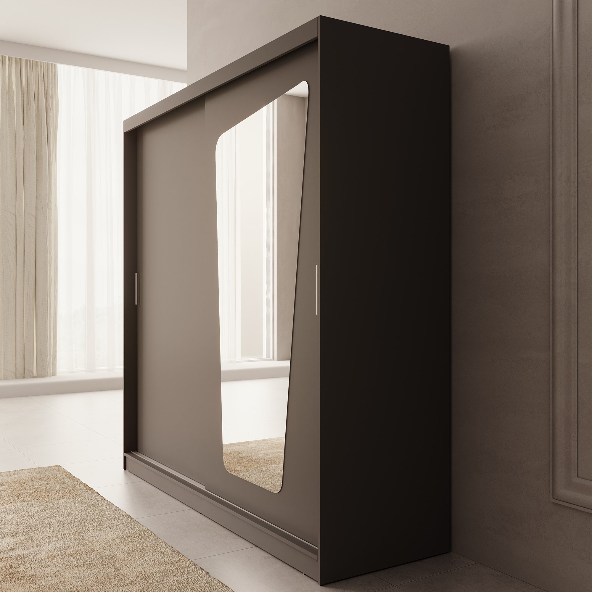 Moyo - Kledingkast met 2 schuifdeuren - Zwart - 200x62x200 cm