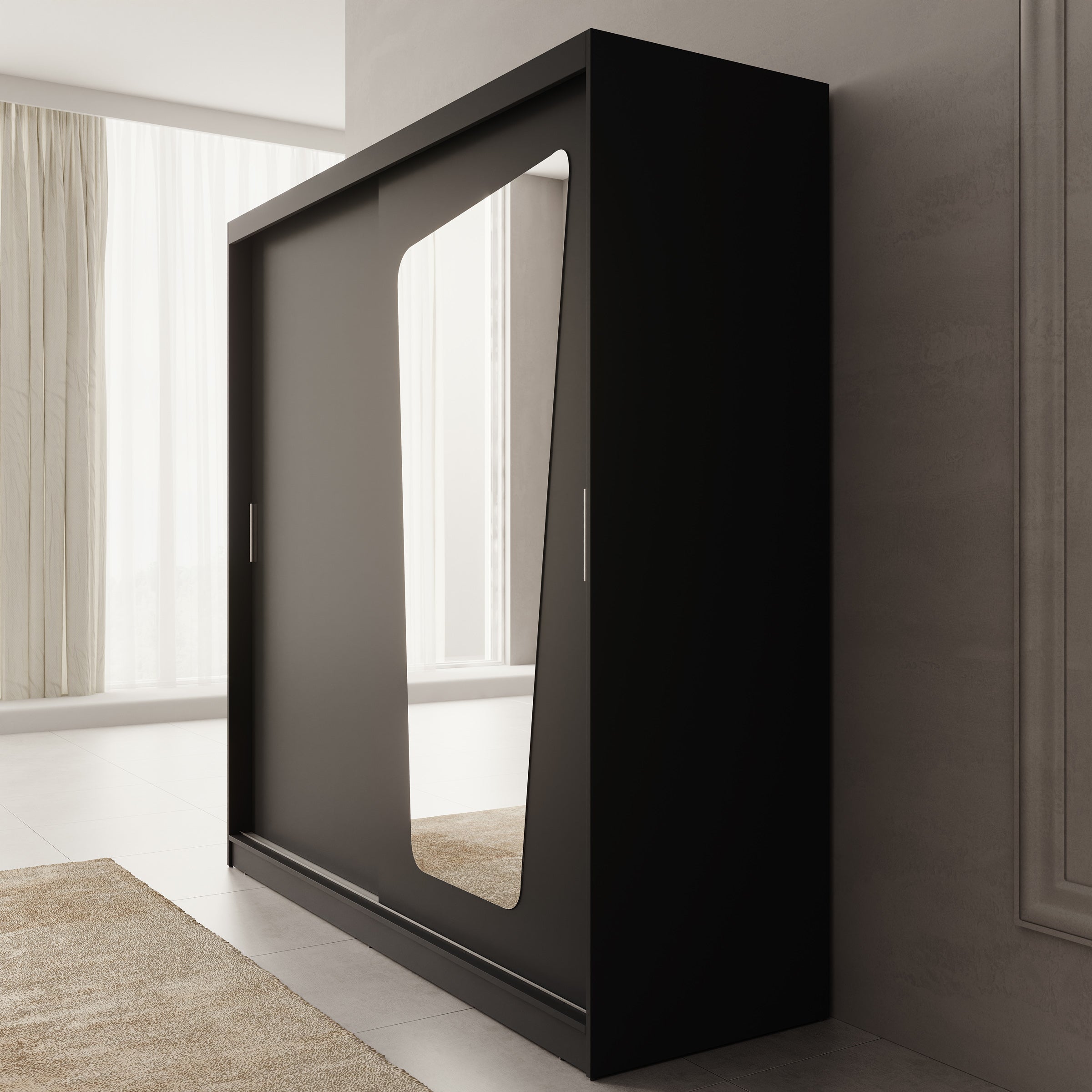 Moyo - Kledingkast met 2 schuifdeuren - Zwart - 200x62x200 cm