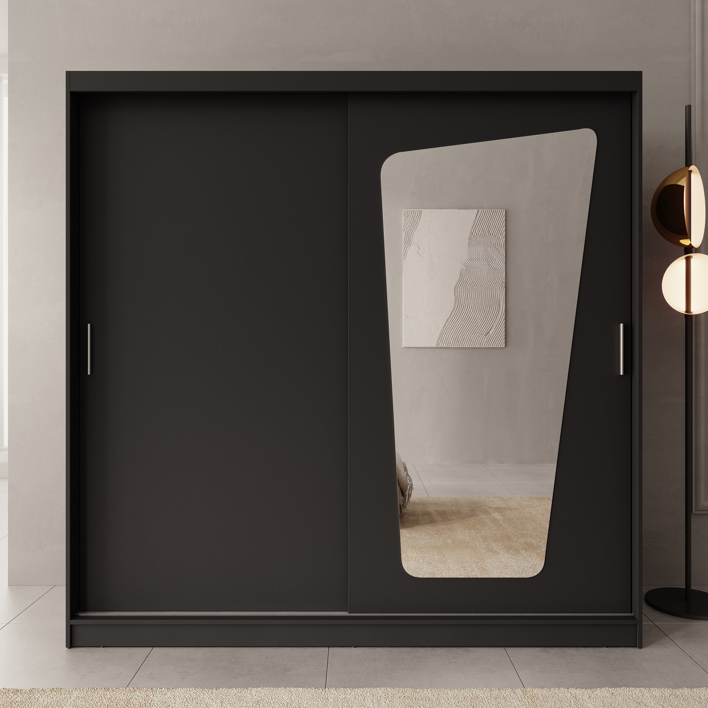 Moyo - Kledingkast met 2 schuifdeuren - Zwart - 200x62x200 cm
