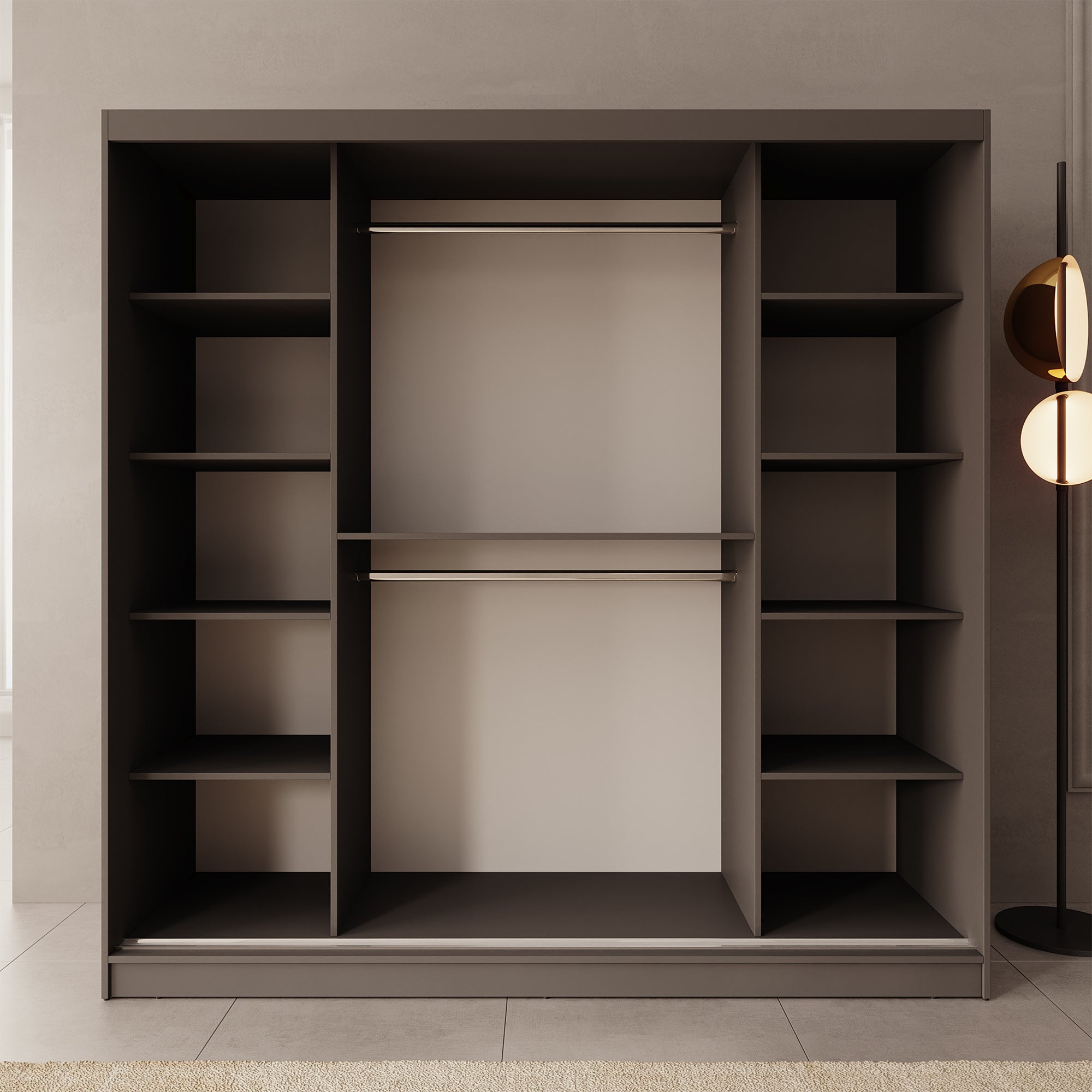 Moyo - Kledingkast met 2 schuifdeuren - Zwart - 200x62x200 cm