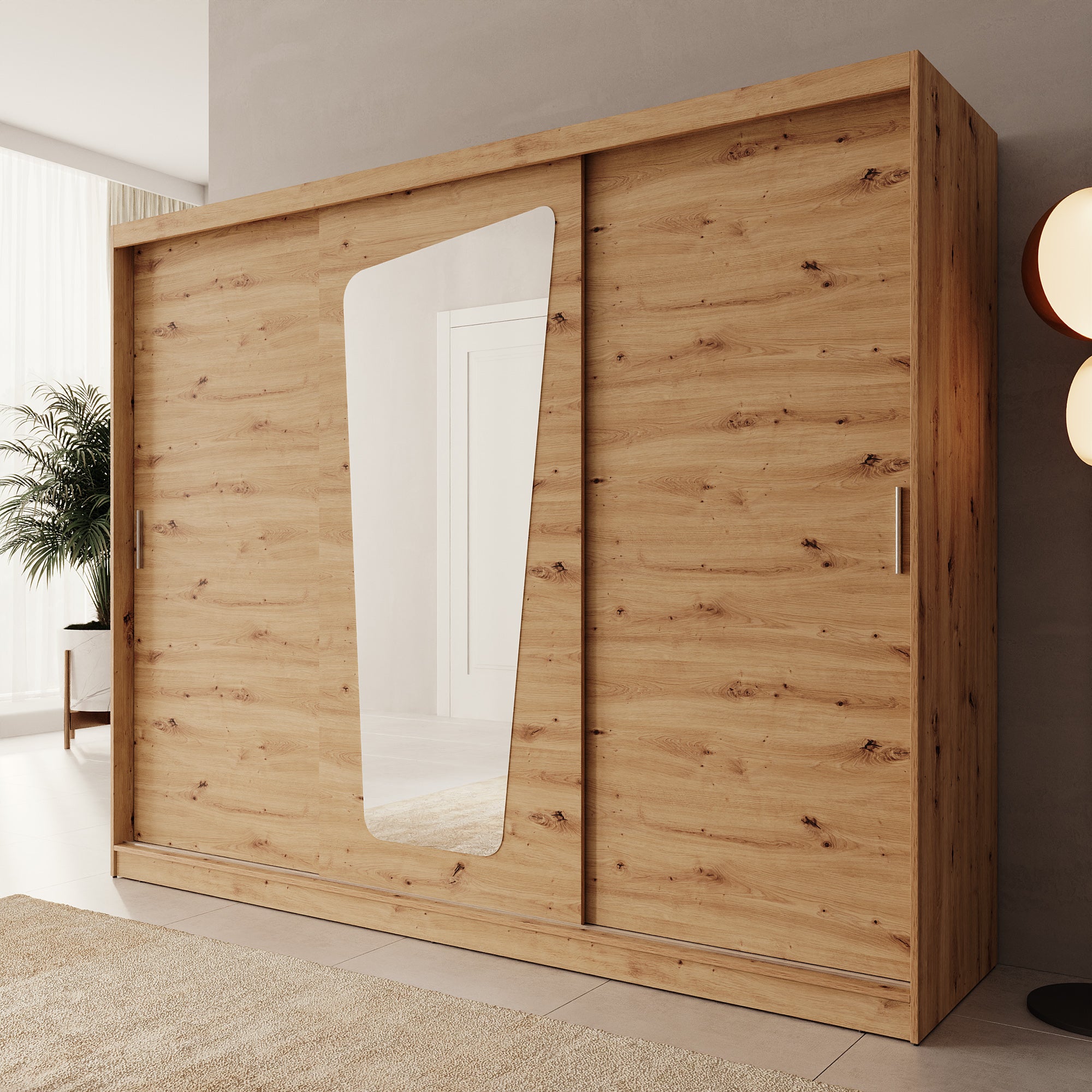 Moyo - Kledingkast met 3 schuifdeuren - Eikenpatroon - 250x62x200 cm