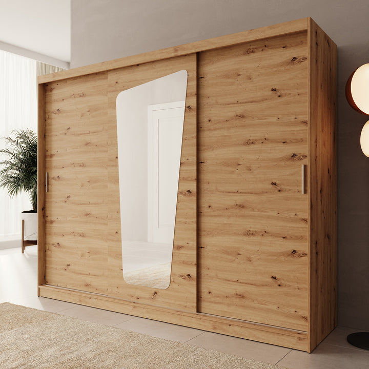 Moyo - Kledingkast met 3 schuifdeuren - Eikenpatroon - 250x62x200 cm