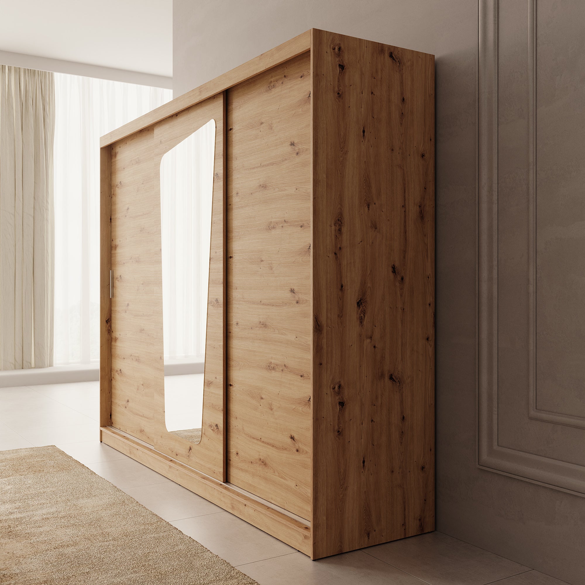 Moyo - Kledingkast met 3 schuifdeuren - Eikenpatroon - 250x62x200 cm