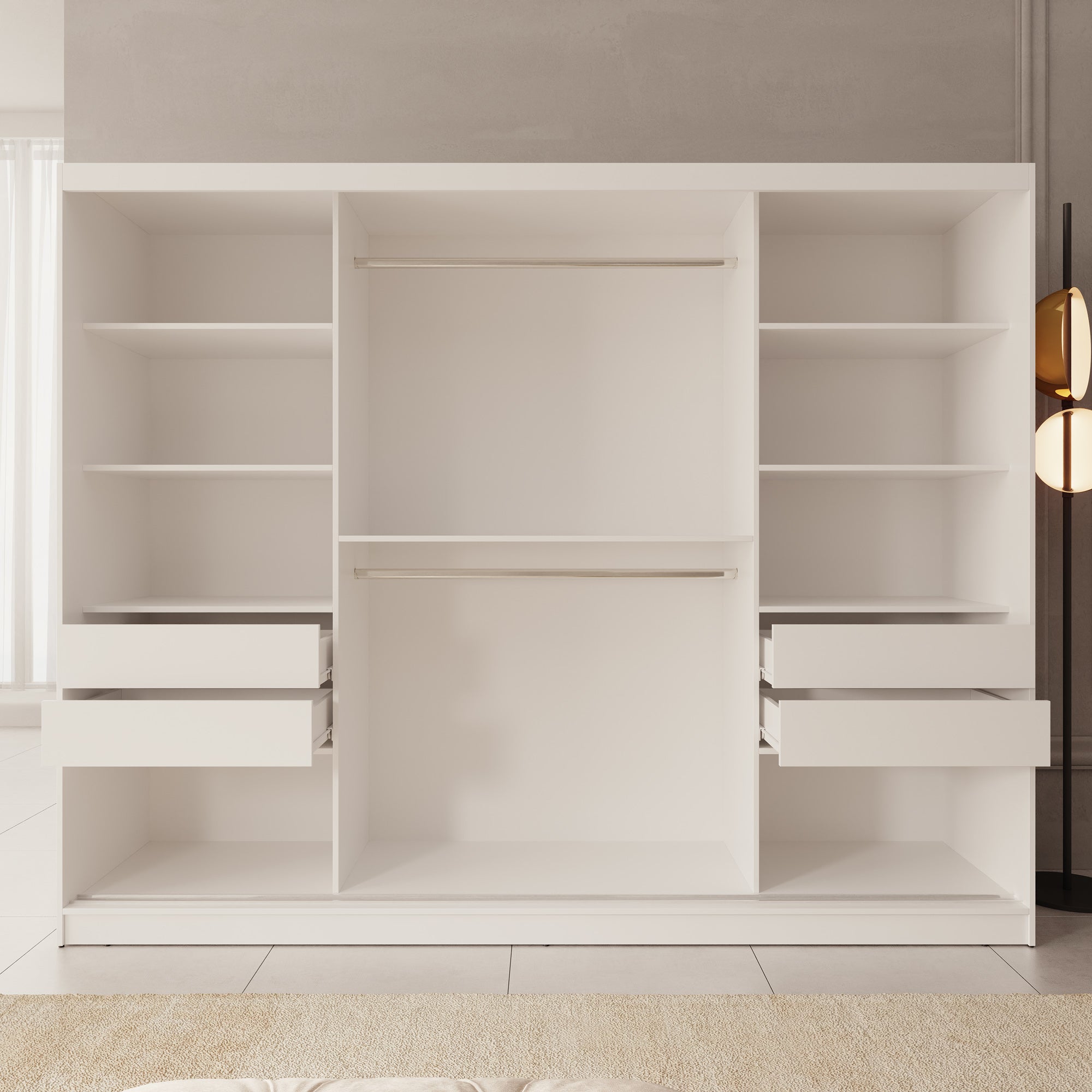 Moyo - Kledingkast met 3 schuifdeuren - Wit - 250x62x200 cm